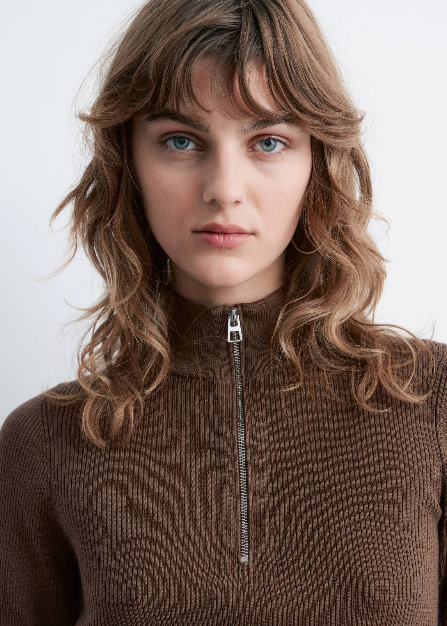 Half-Zip Wool Jumper - Brown - 6