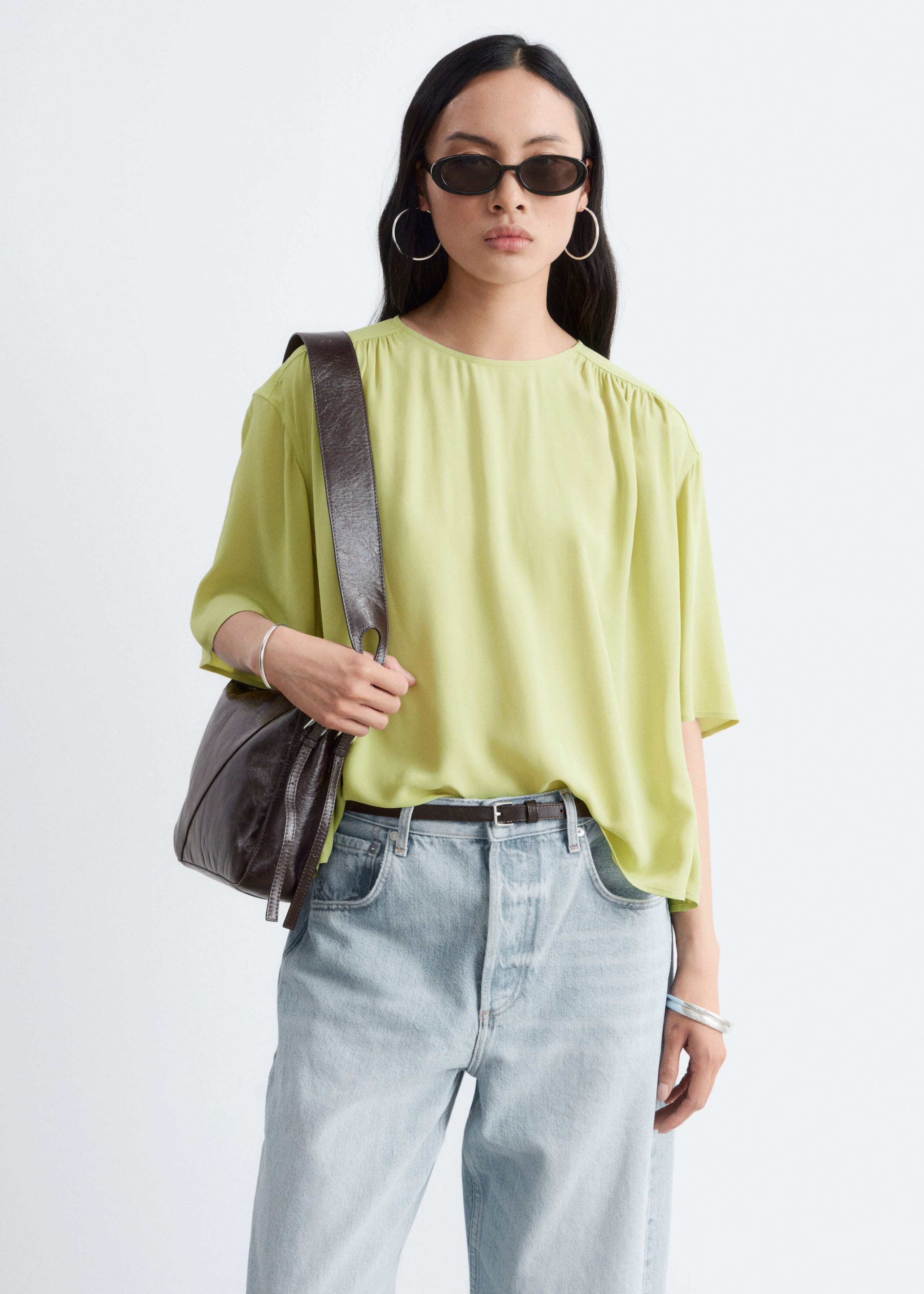 Image of Gathered Crepe Blouse