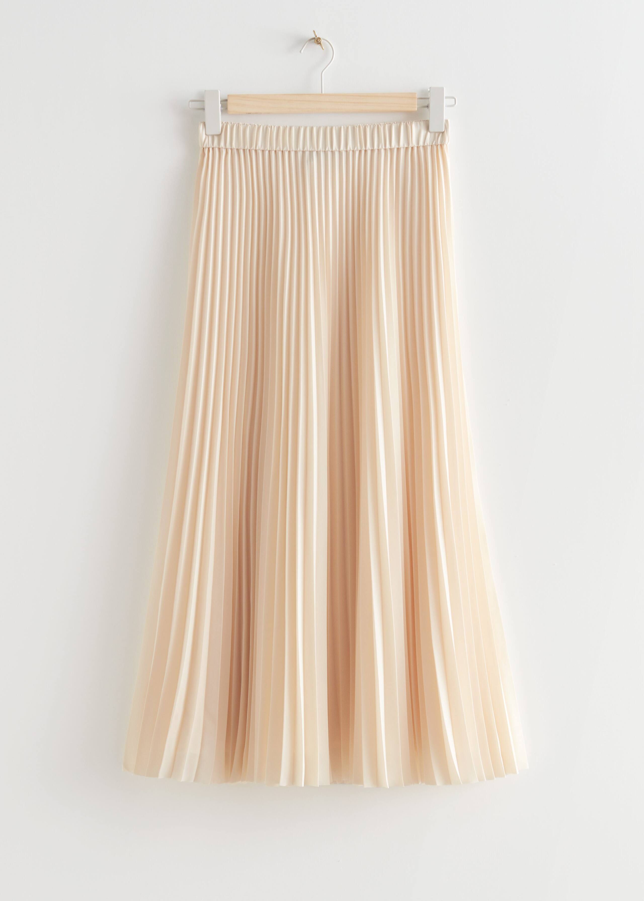 Plissé Pleated Midi Skirt - Cream - Bodegón