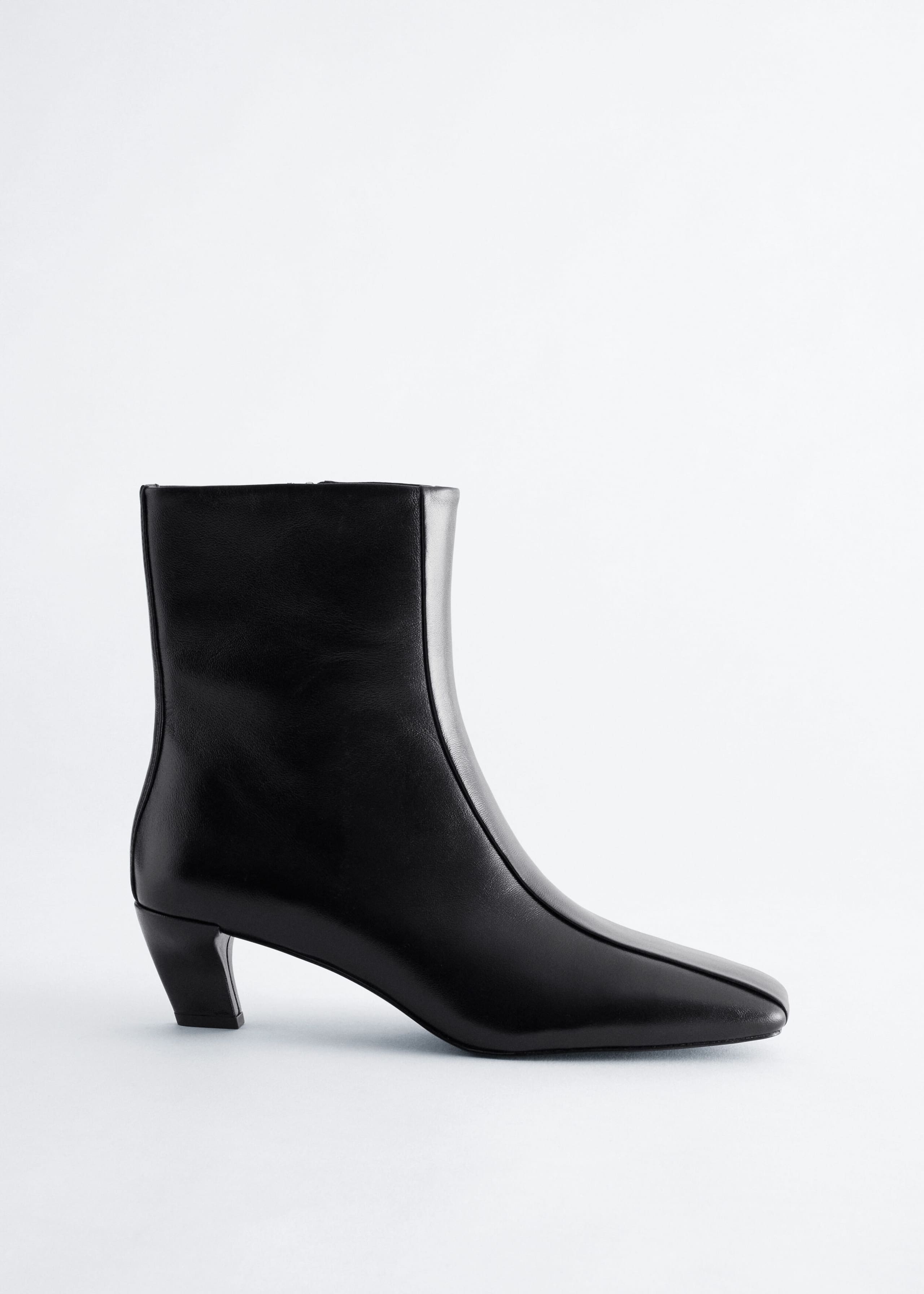 Kitten Heel Leather Ankle Boots - Black - Still Life