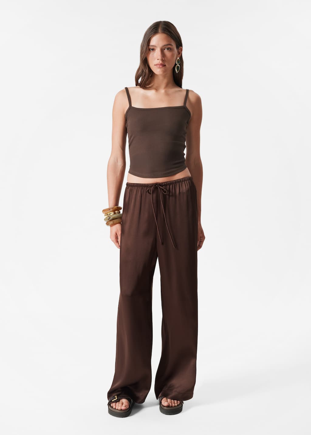 Image of Drawstring Satin Trousers