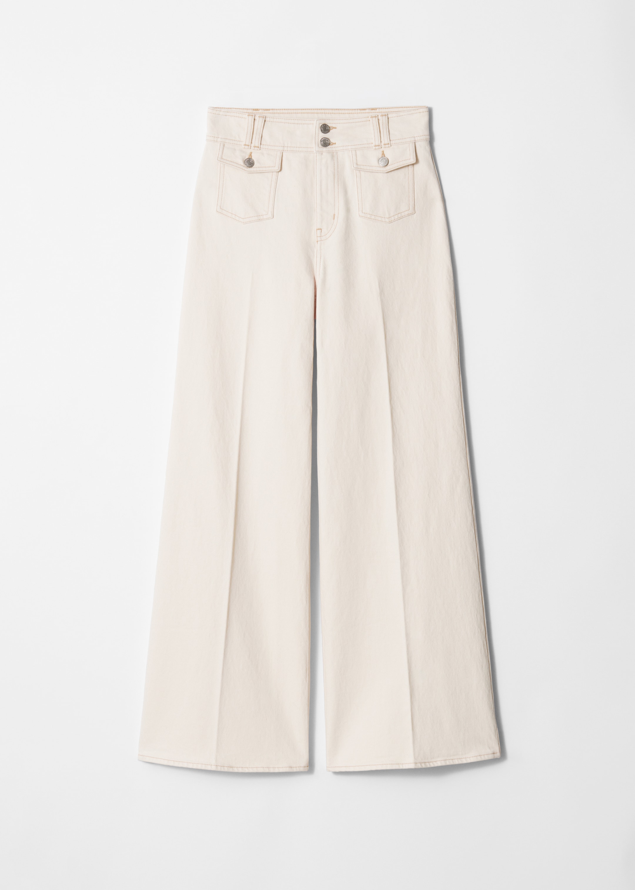 Visa större bild: Utsvängda jeans med pressveck - Crèmevit - DAM | H&M SE 1