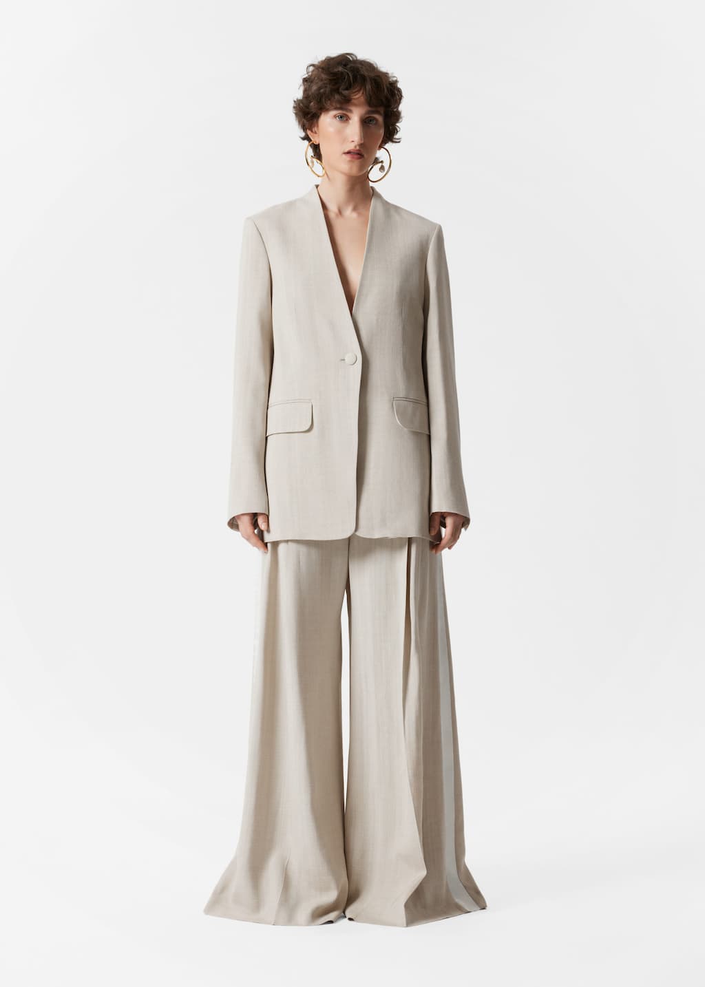 Image of Wide Press-Crease Trousers