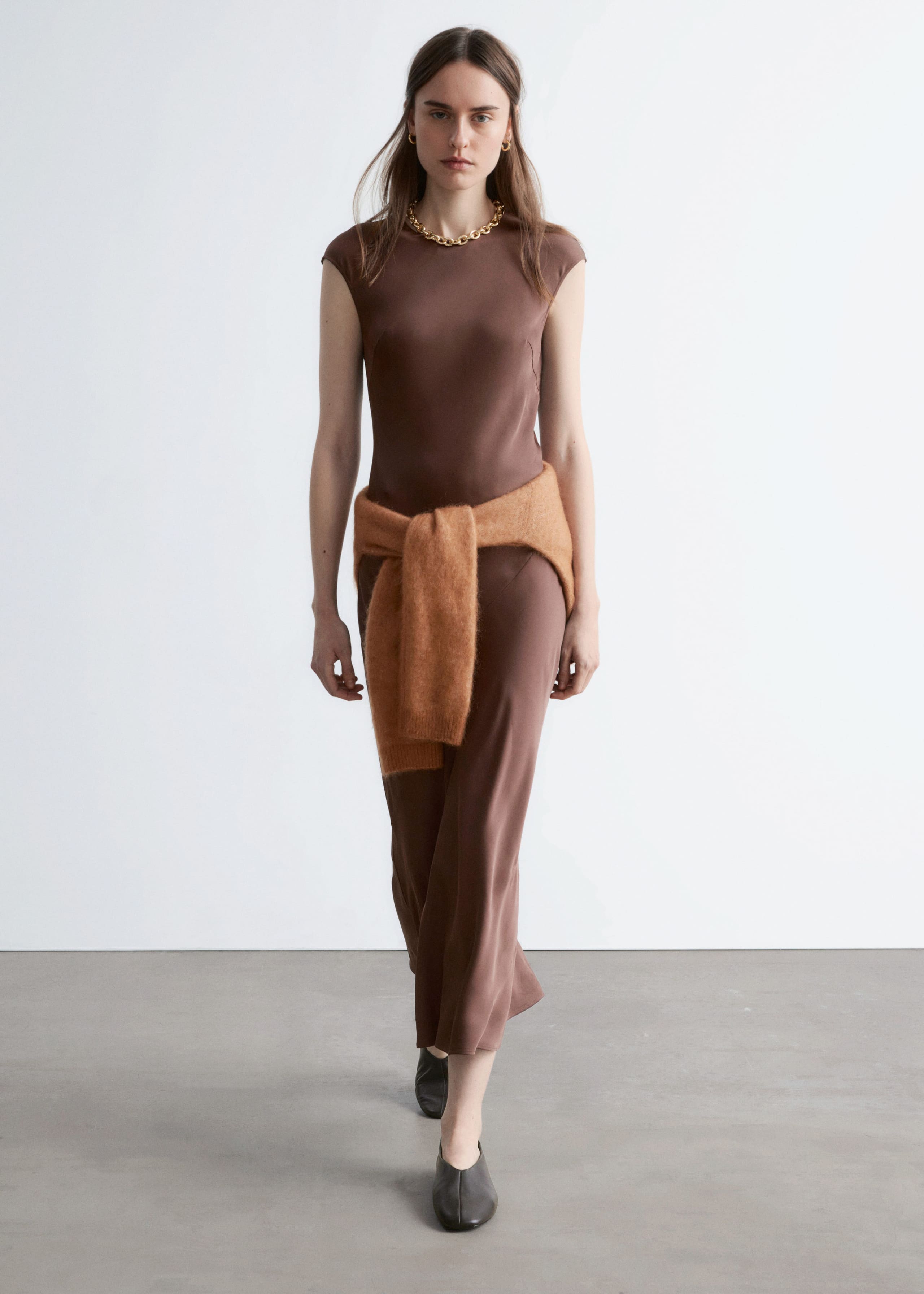 Image of Fitted Satin Maxi Dress