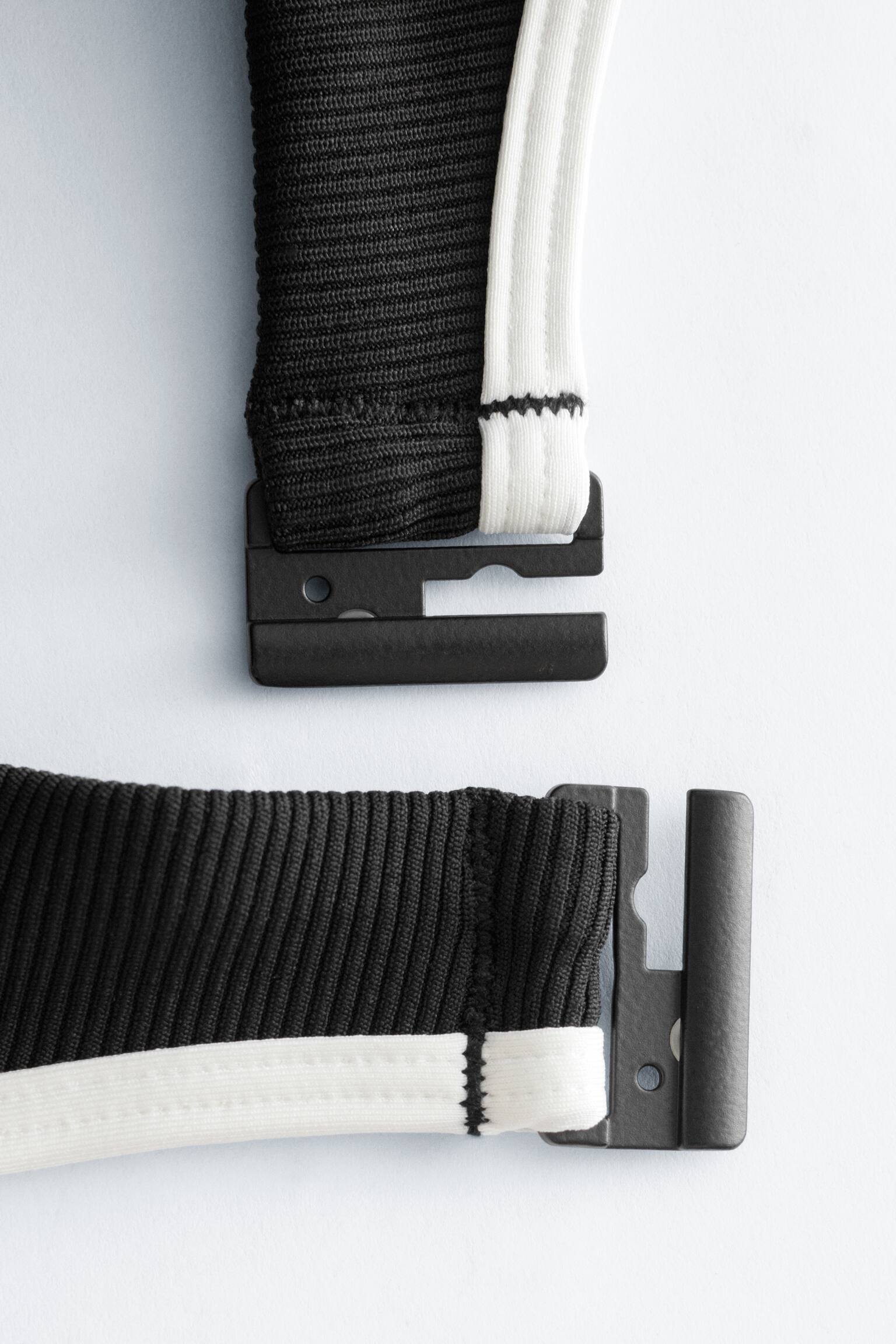 Geribbeld badpak met contrastbies - Zwart/wit - 3