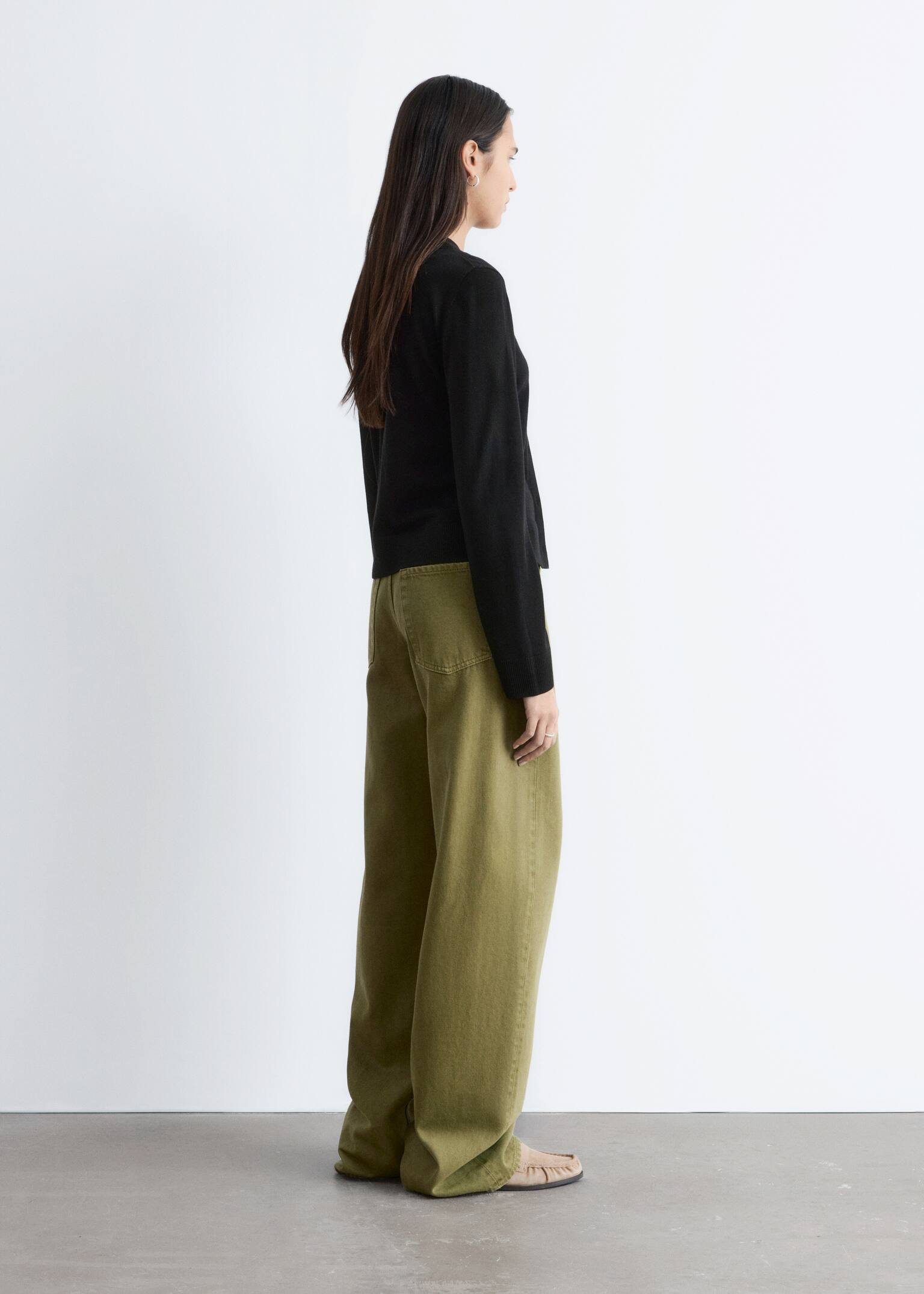 קרדיגן צמר דו-שכבתי - שחור - 4