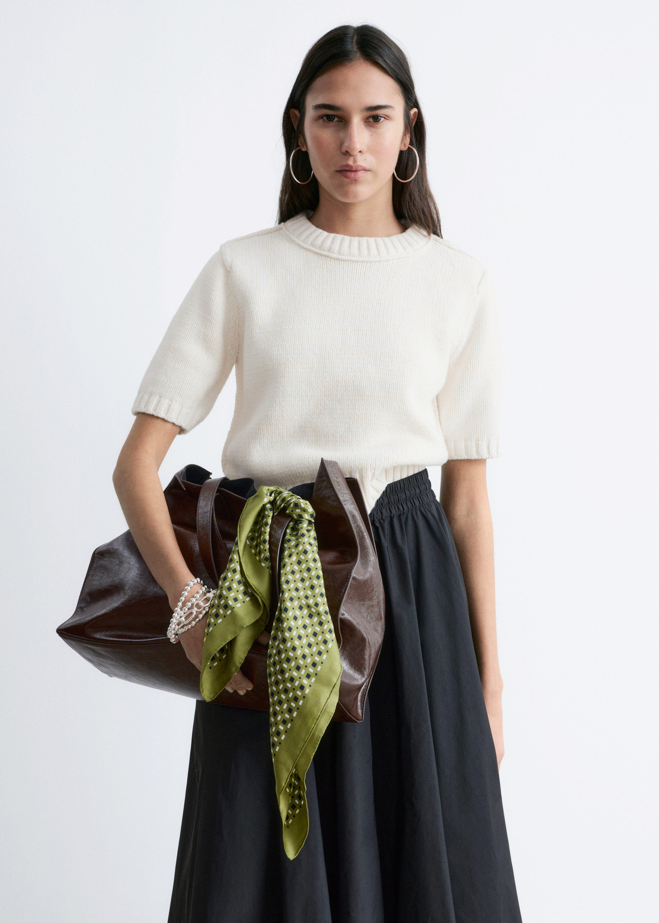 Rib-Knit T-shirt - White - Sweaters - & Other Stories US