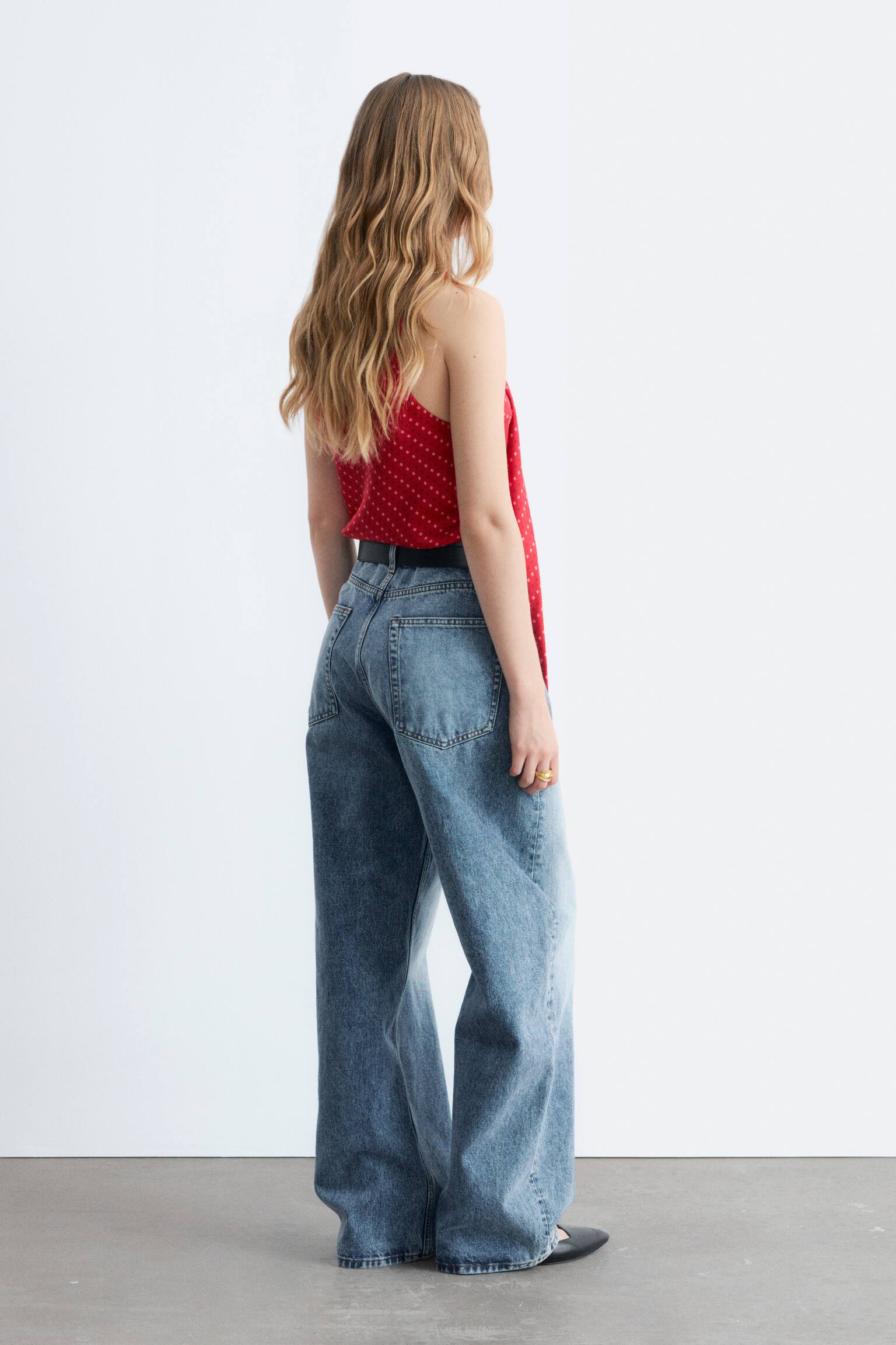 Top de seda con cuello de pañuelo - Rojo/Estampado a cuadros/Beige/Rayas - 6