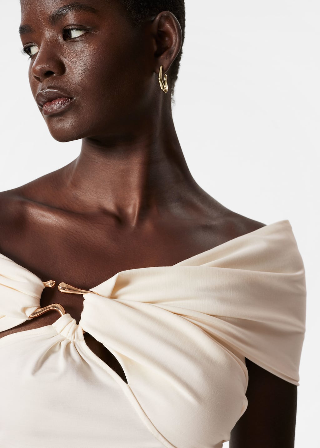 Haut drapé asymétrique - Blanc - Lookbook