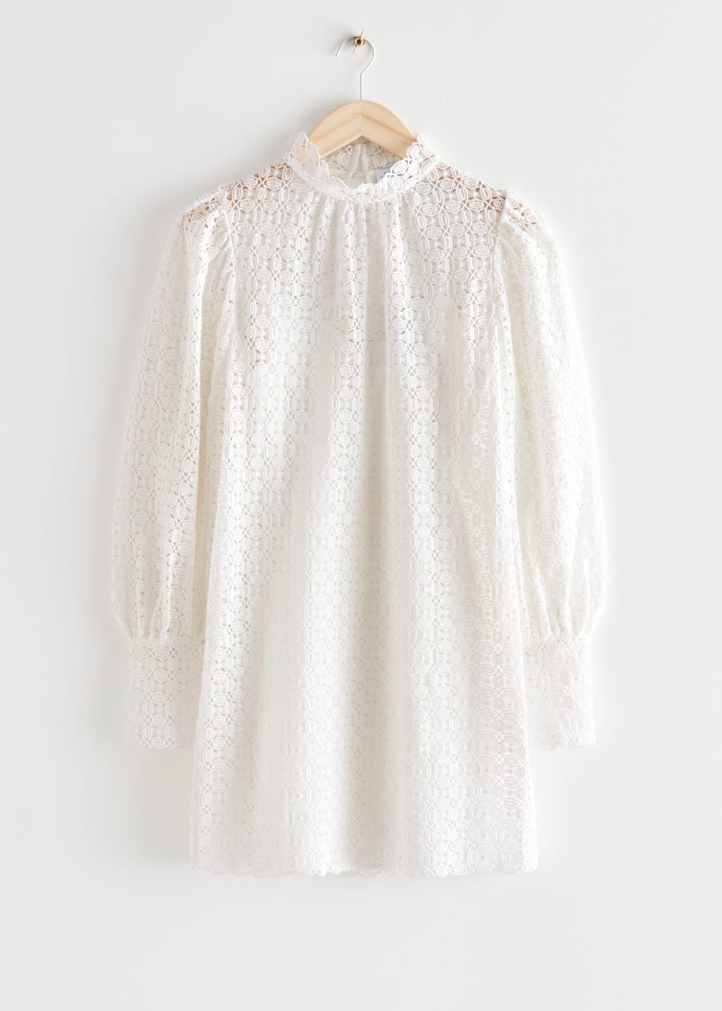Scalloped Lace Mini Dress - White - Still Life