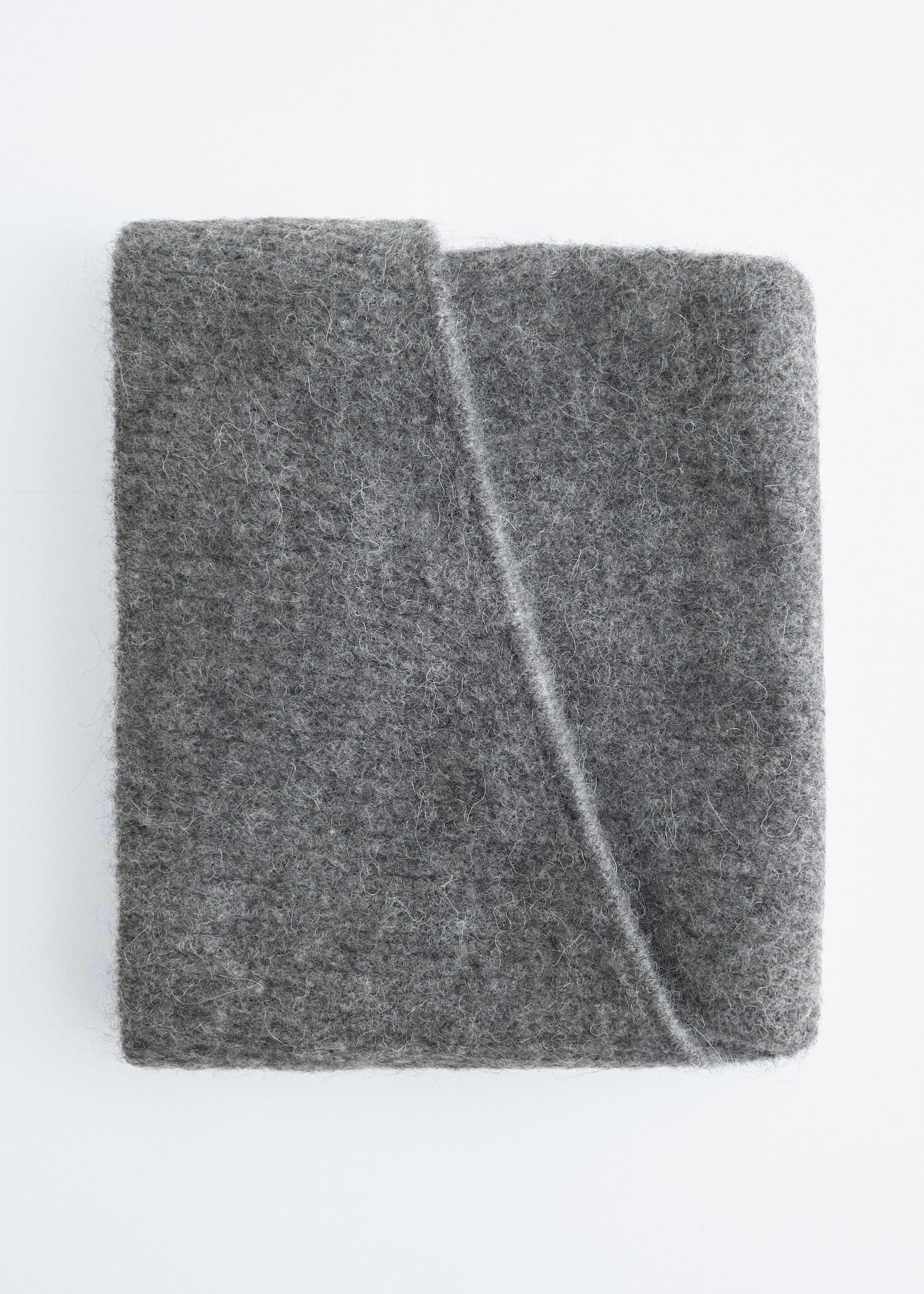 Alpaca-Blend Rib-Knit Hood Scarf - Grey Melange/Pink - 3