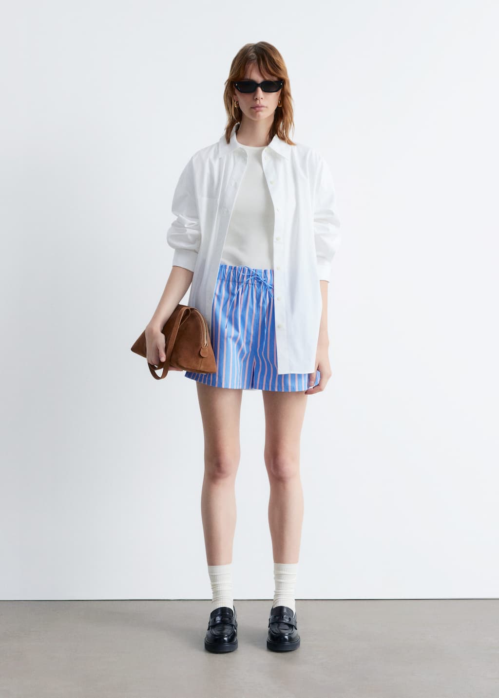 Drawstring Shorts - Blue/Pink Stripes - Lookbook