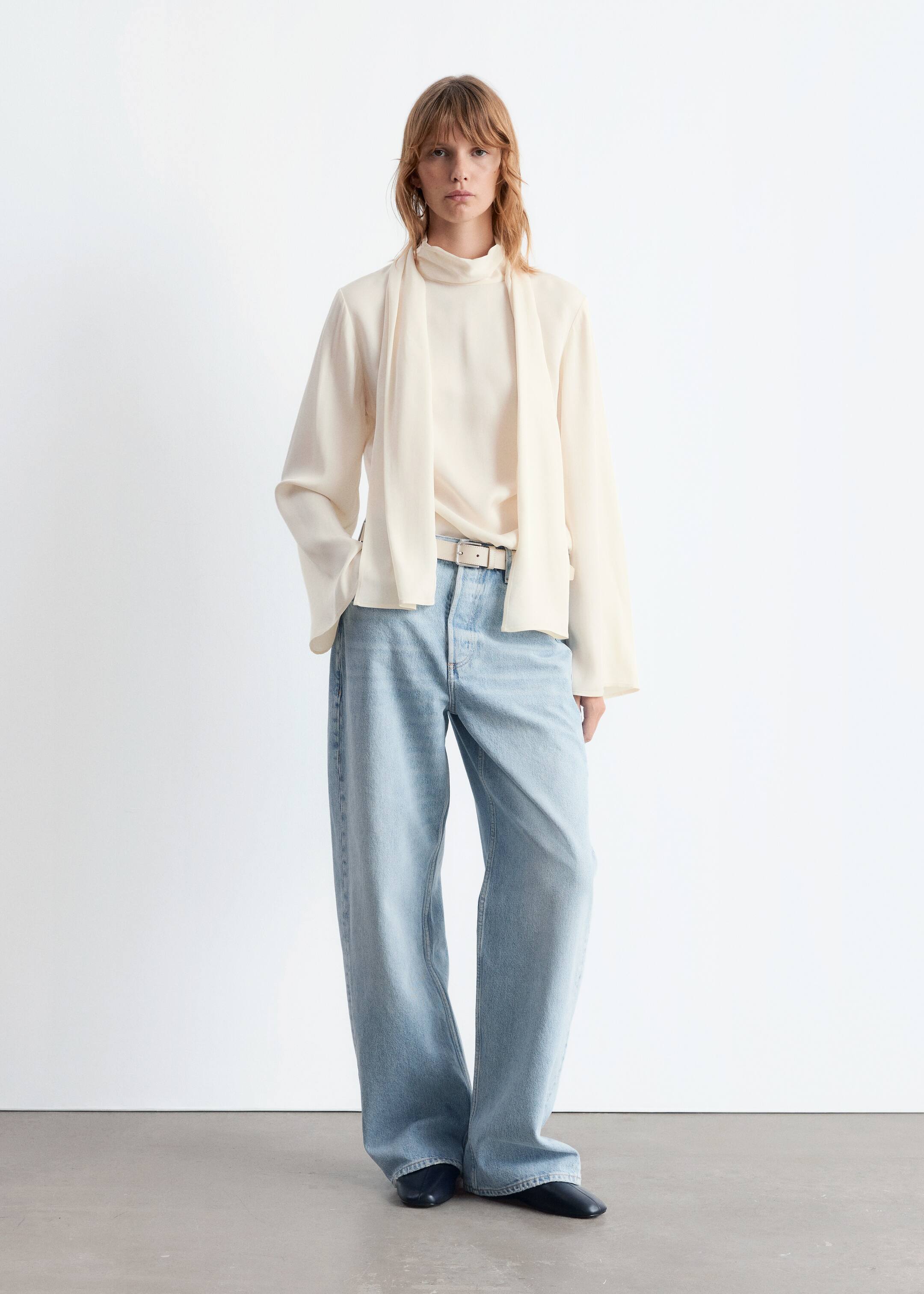 Agrandir l'image: Blouse en satin avec foulard - Beige - FEMME | H&M CH 3