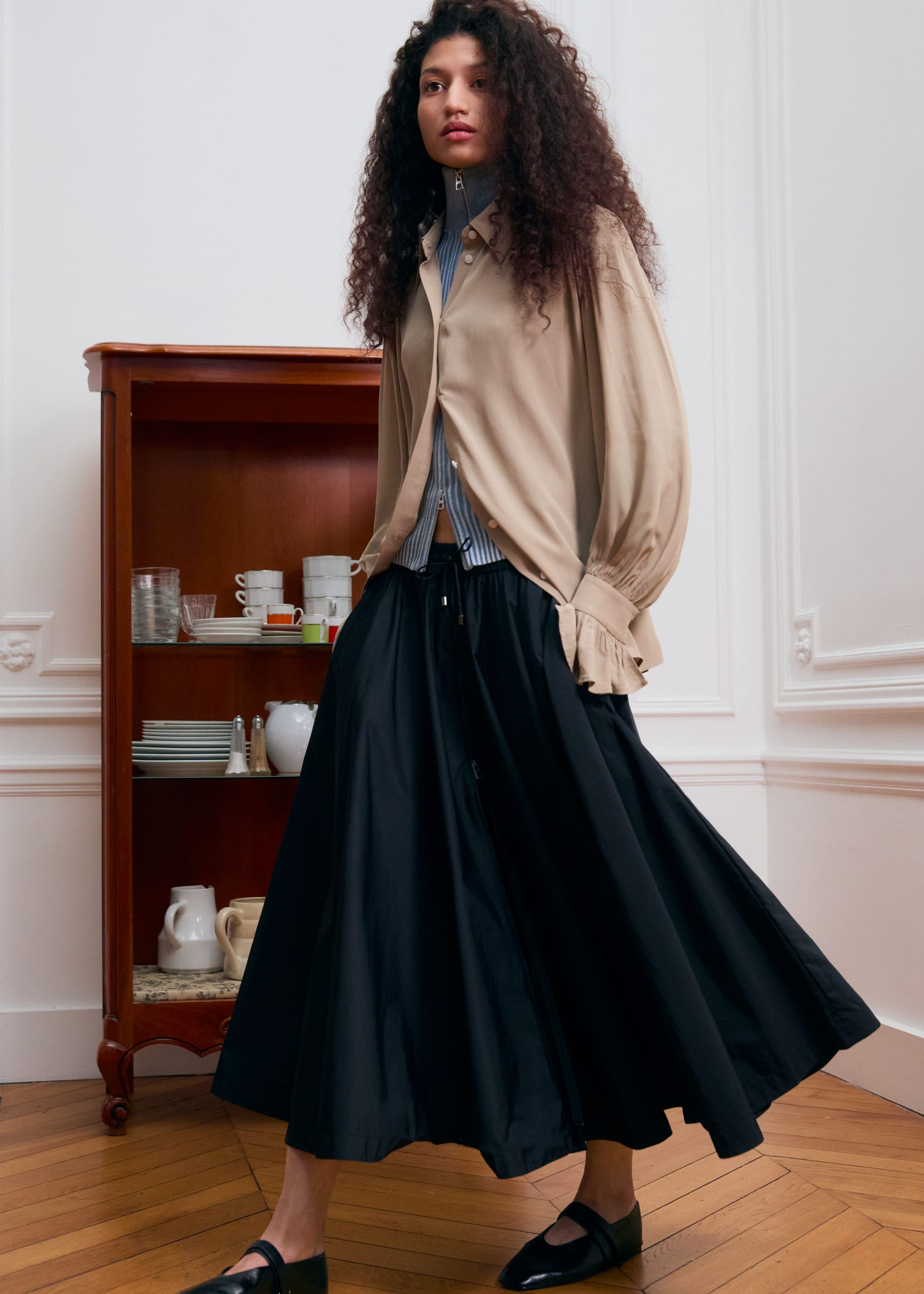 Image of Geraffte Bluse mit Bindedetail hinten