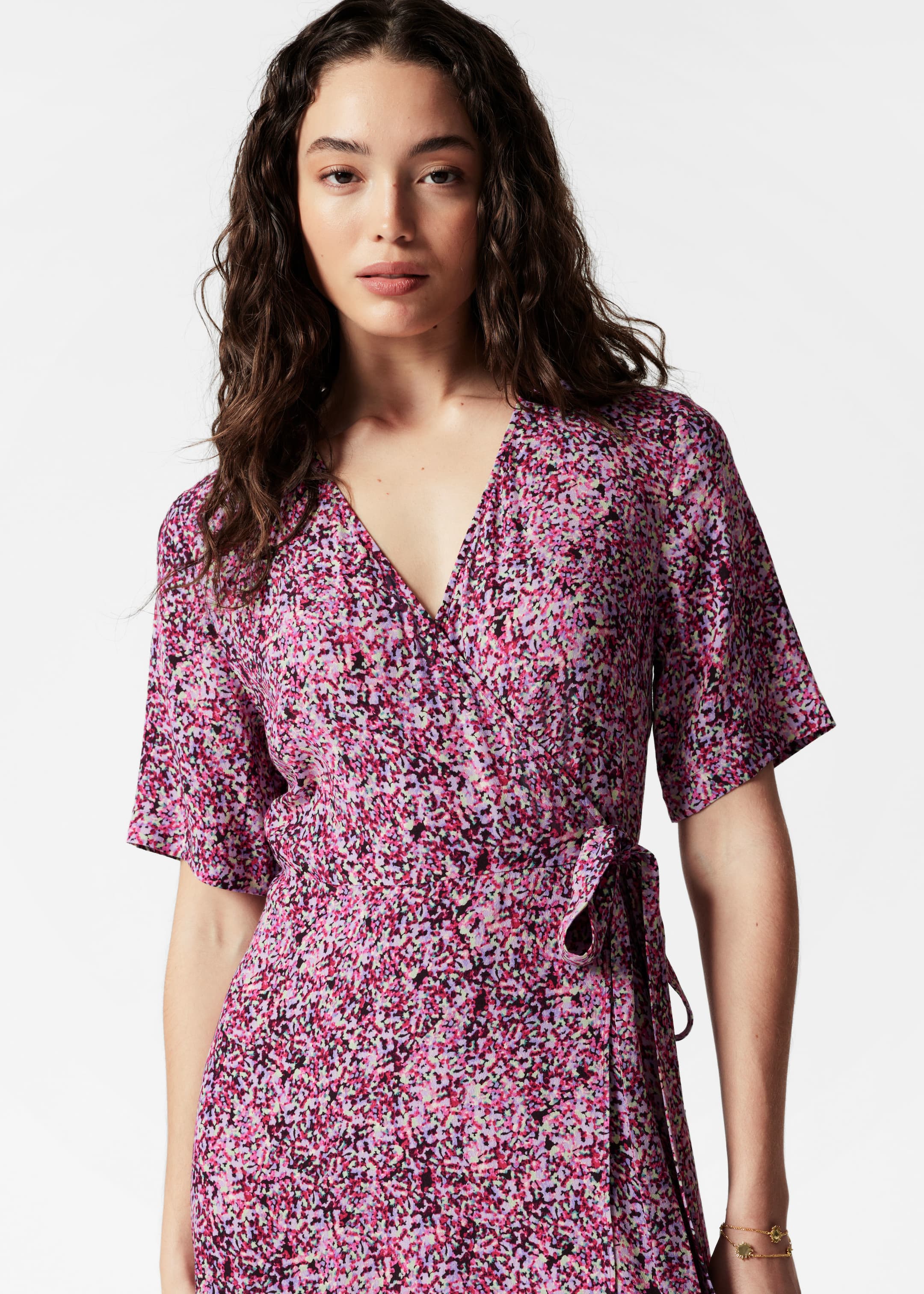 Se større billede: Slå om-midikjole - Pink print - DAME | H&M DK 2