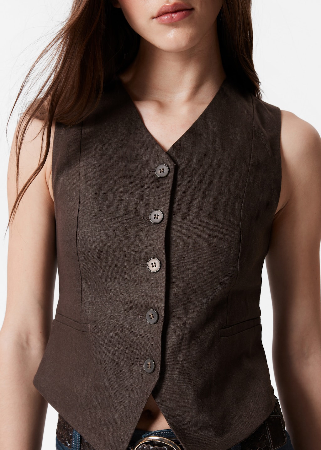 Image of Tailored Linen Waistcoat