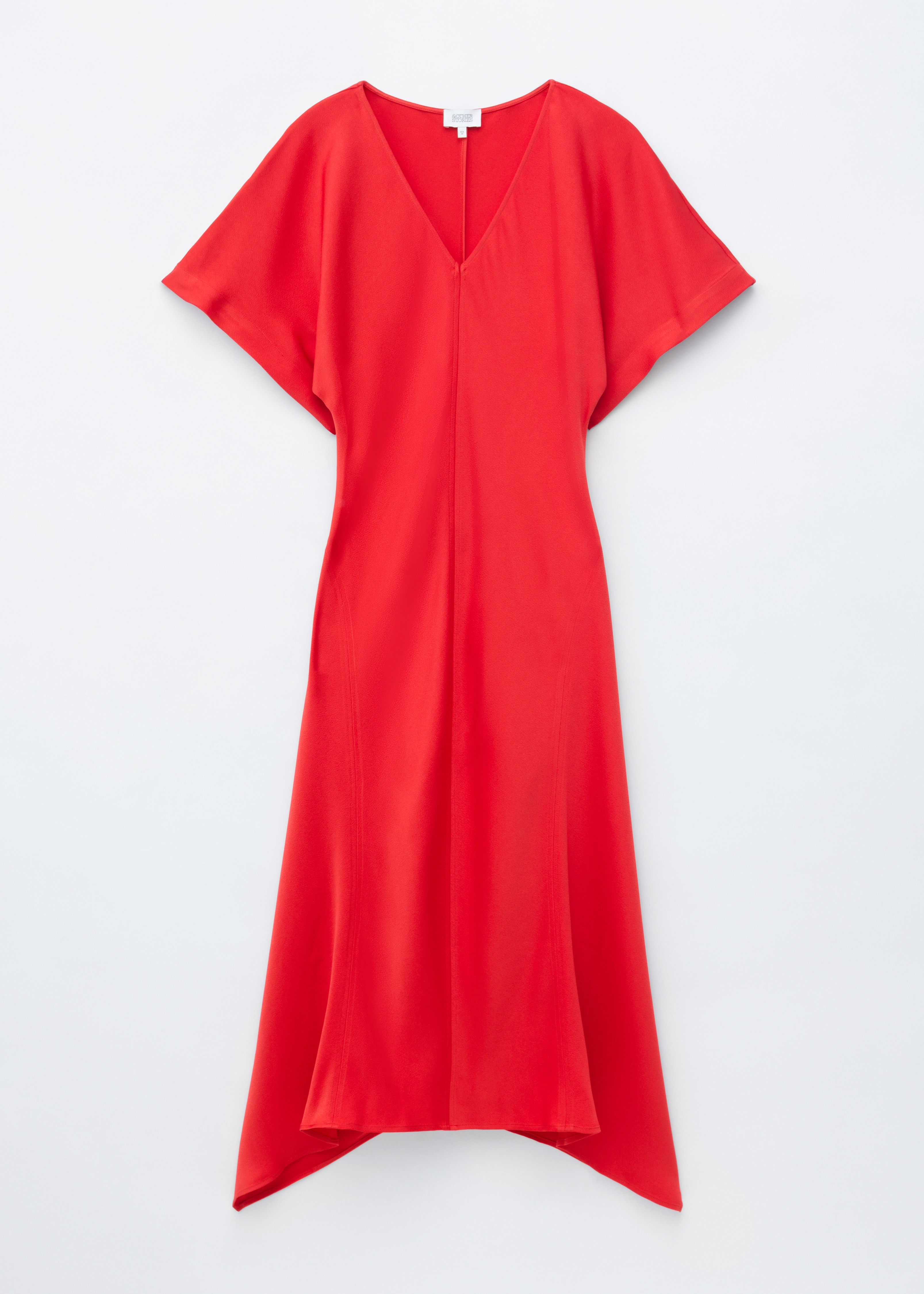 Robe longue à col en V - Rouge/Beige pierre/Marron Clair