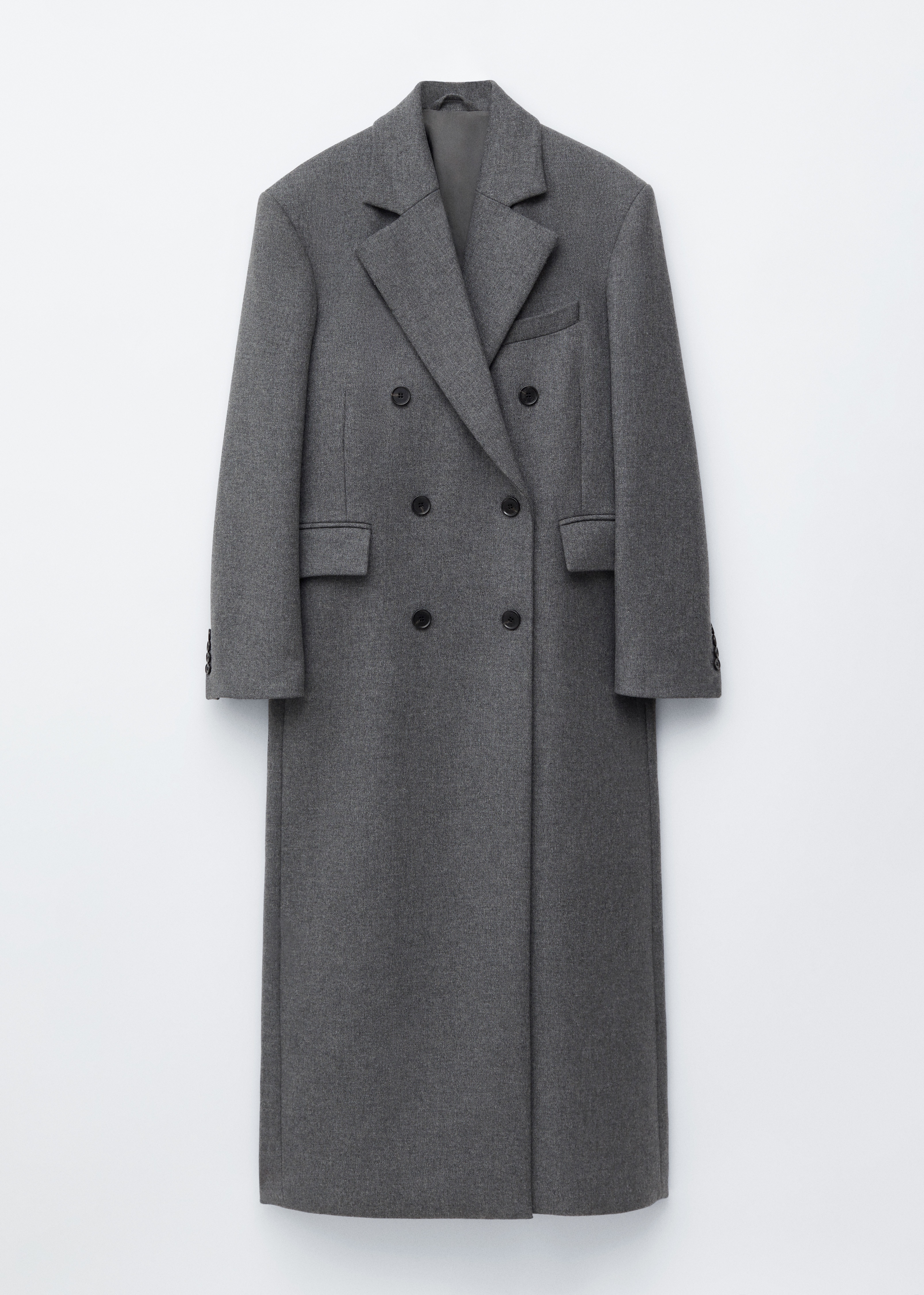 Long Wool Coat - Grijs gemêleerd