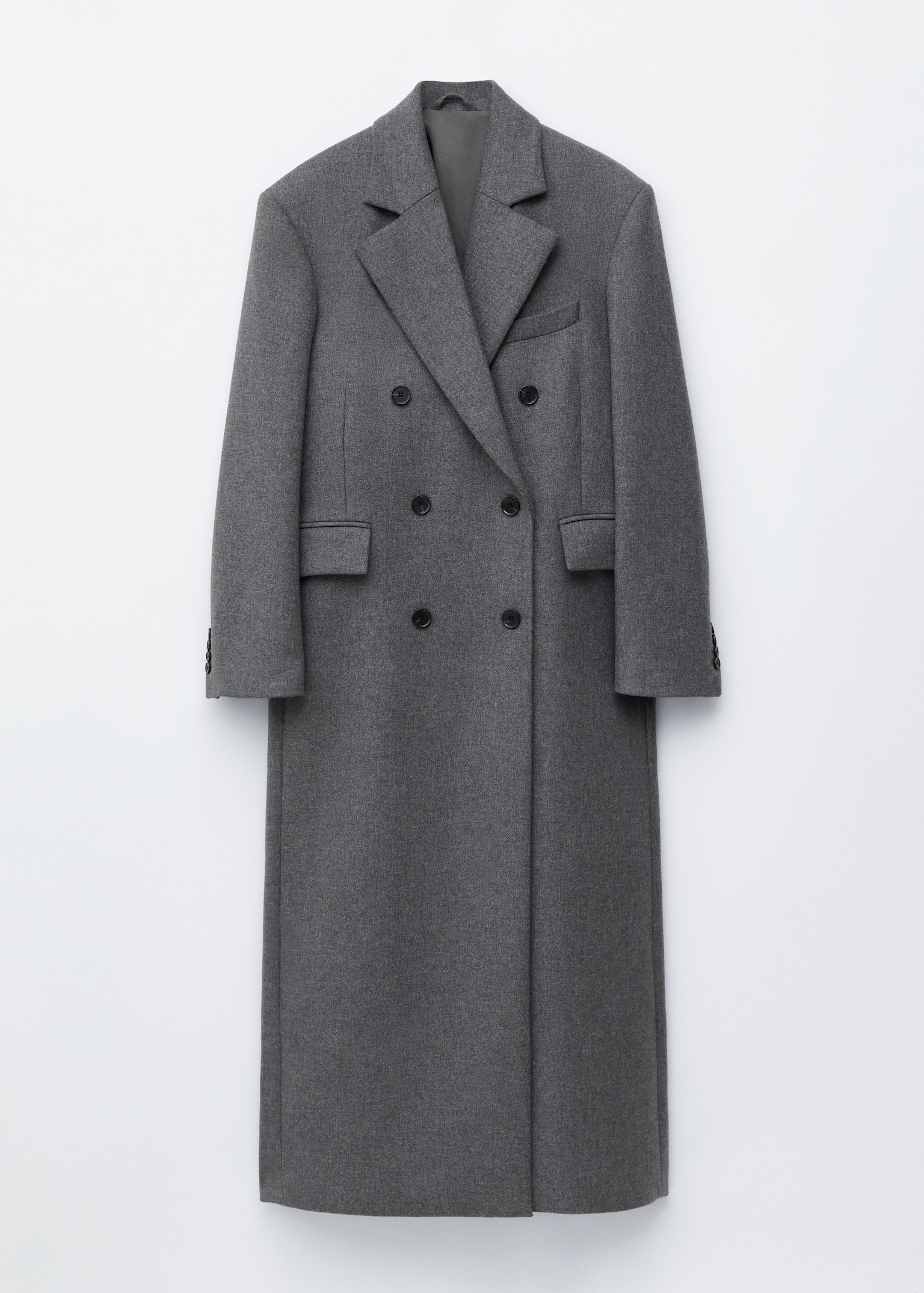 Long Wool Coat - Cinzento mesclado - 4