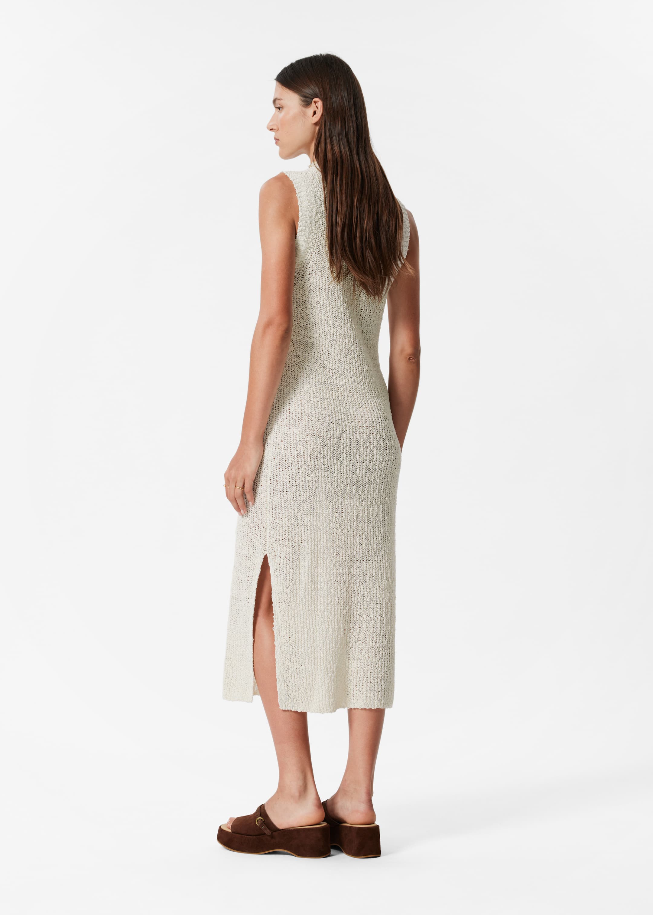 Ver imagen más grande: Vestido midi sin mangas en mezcla de seda - Blanco - MUJER | H&M ES 3