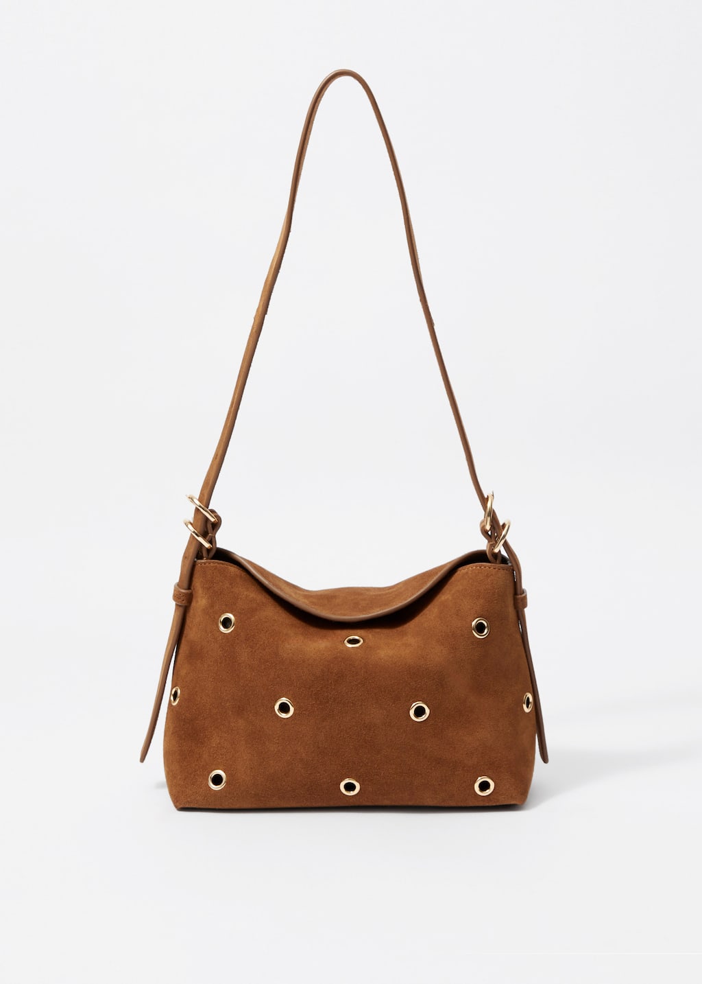 Image of Small Eyelet-Embellished Suede Bag