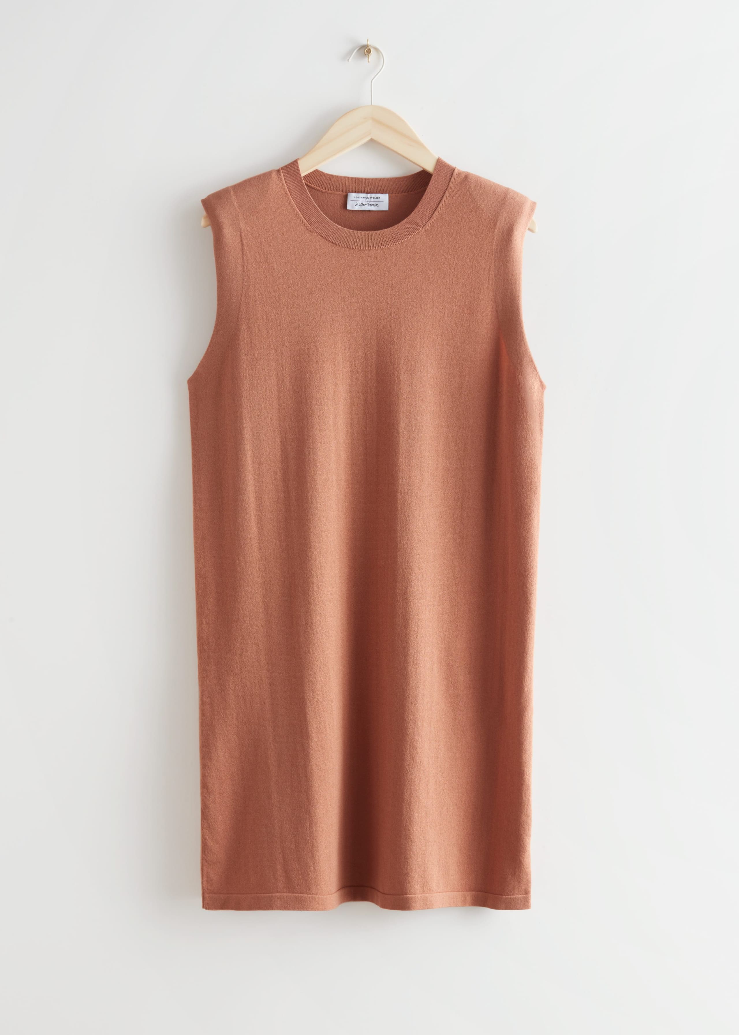 Straight Sleeveless Midi Dress - Terracotta - Natura morta
