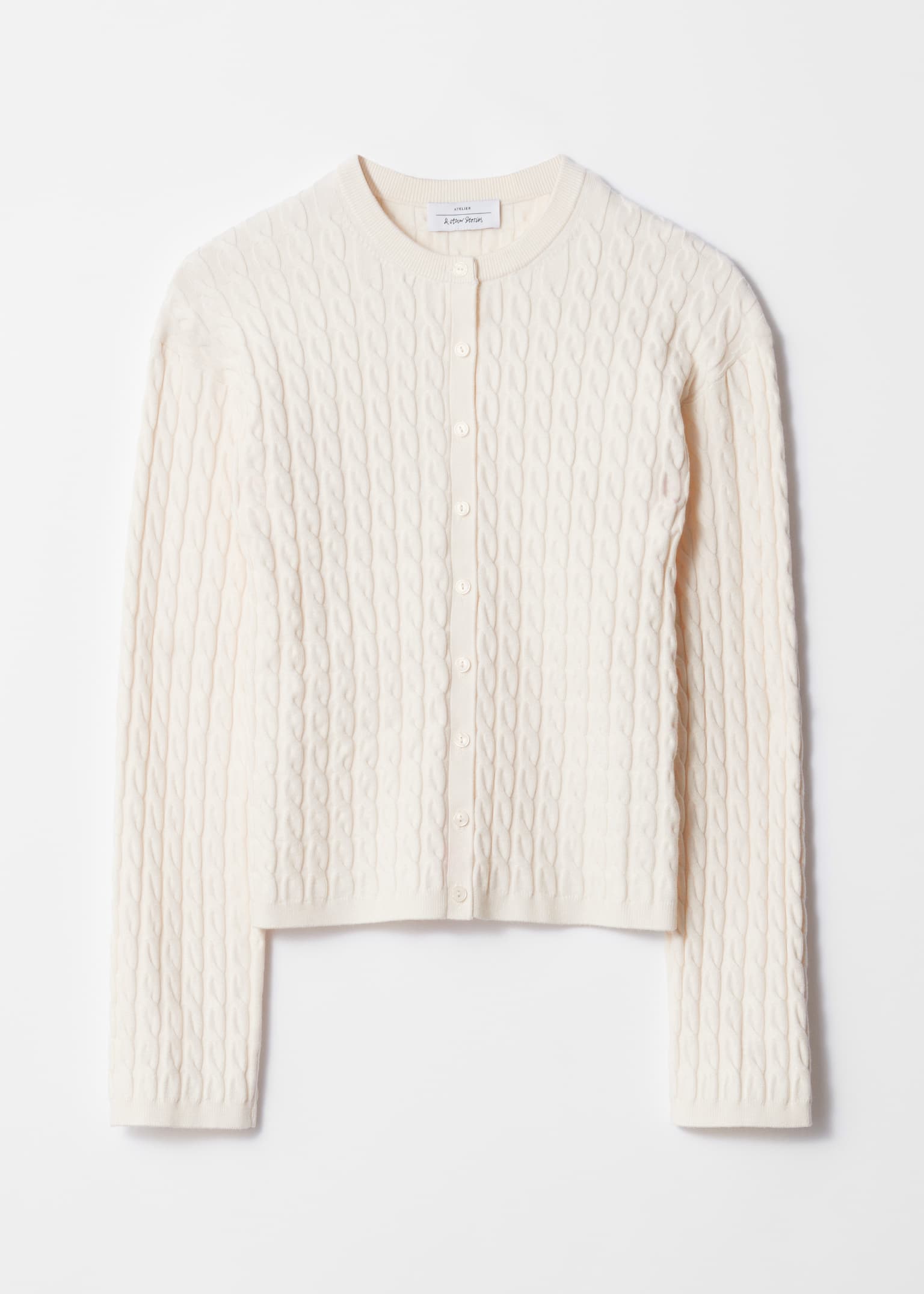 Strickjacke mit Zopfmuster - Weiß/Khaki