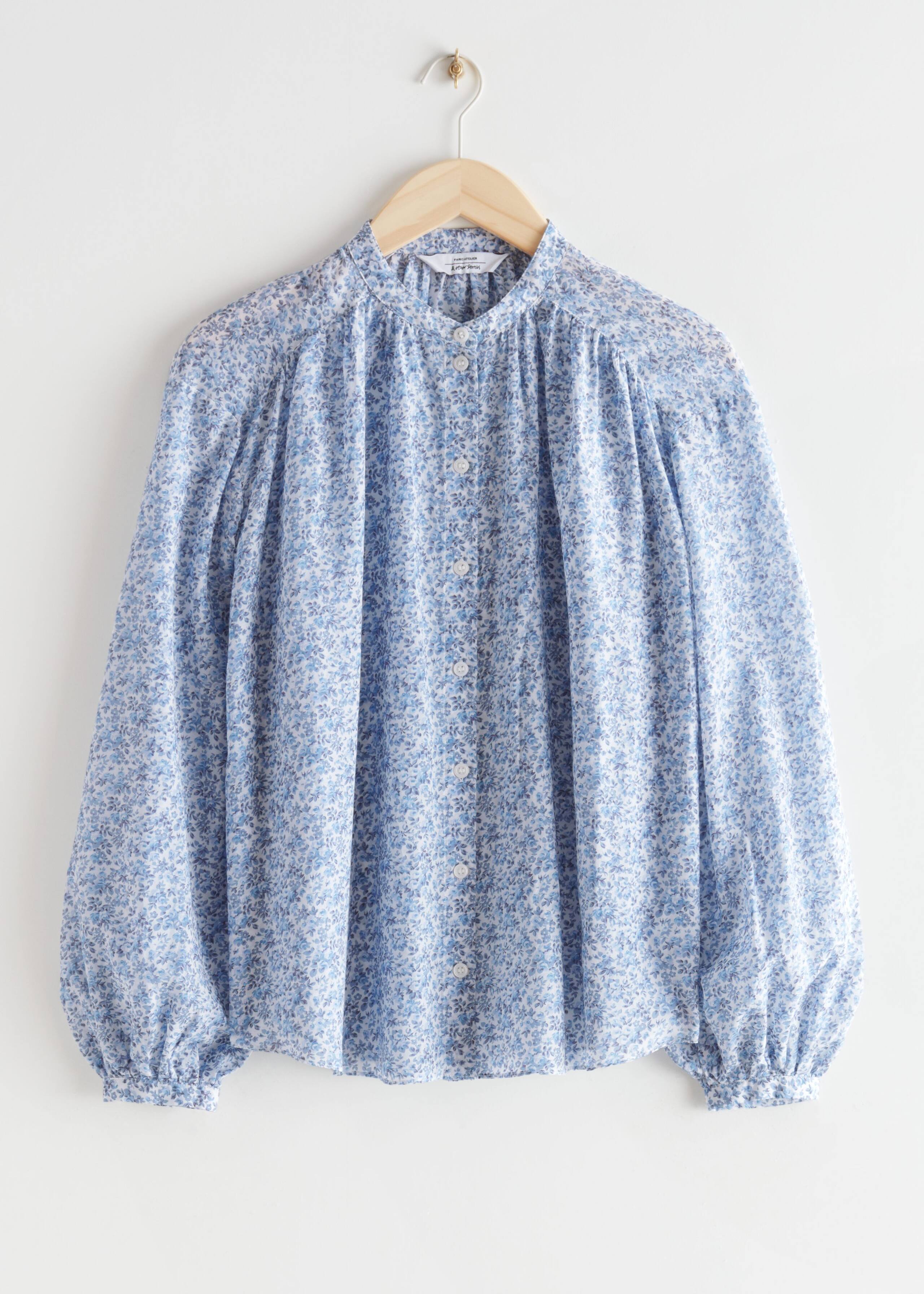 Printed Silk Blend Blouse - Yellow Florals - Natura morta