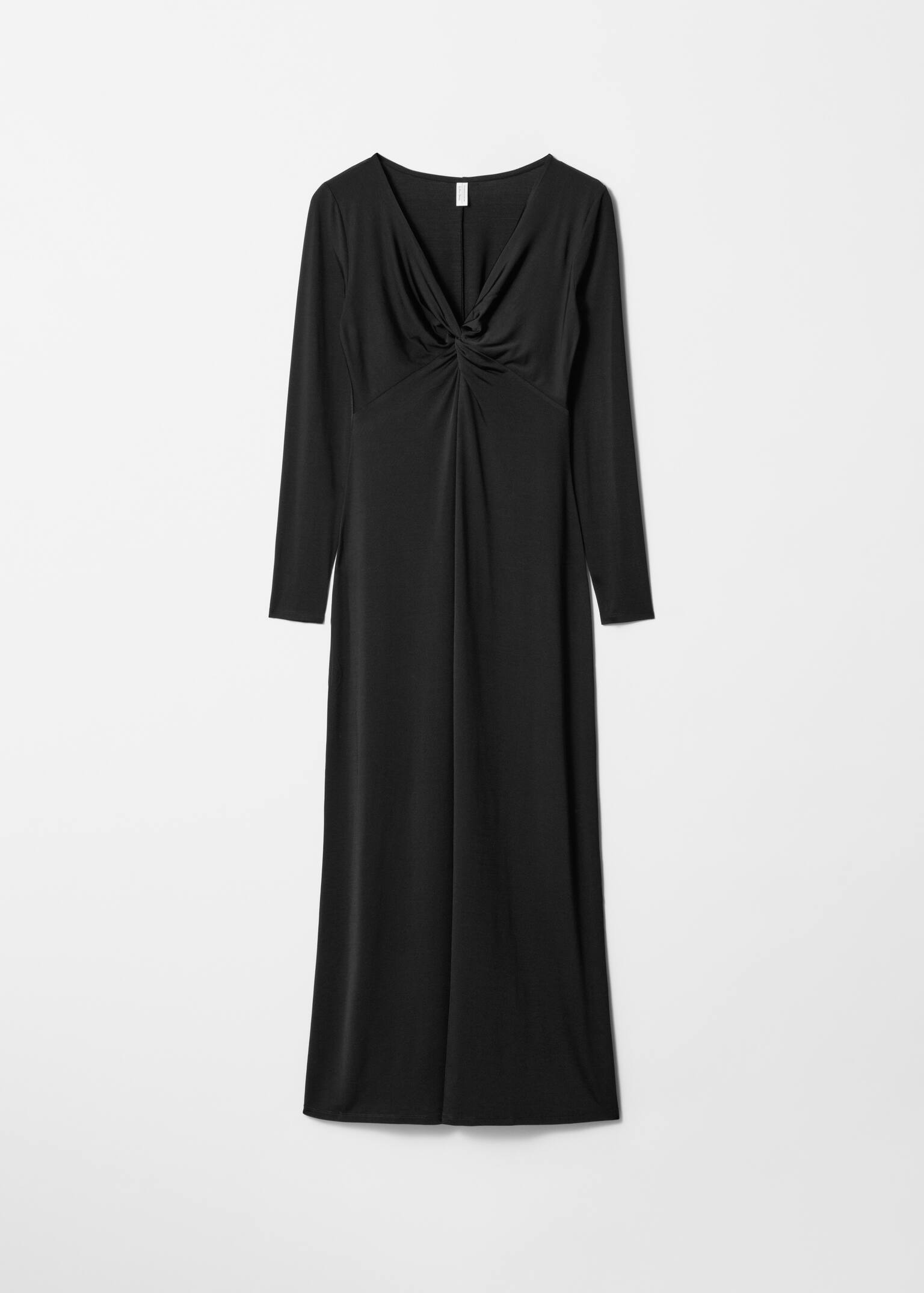 Maxikleid mit Twist-Detail am V-Ausschnitt - Schwarz