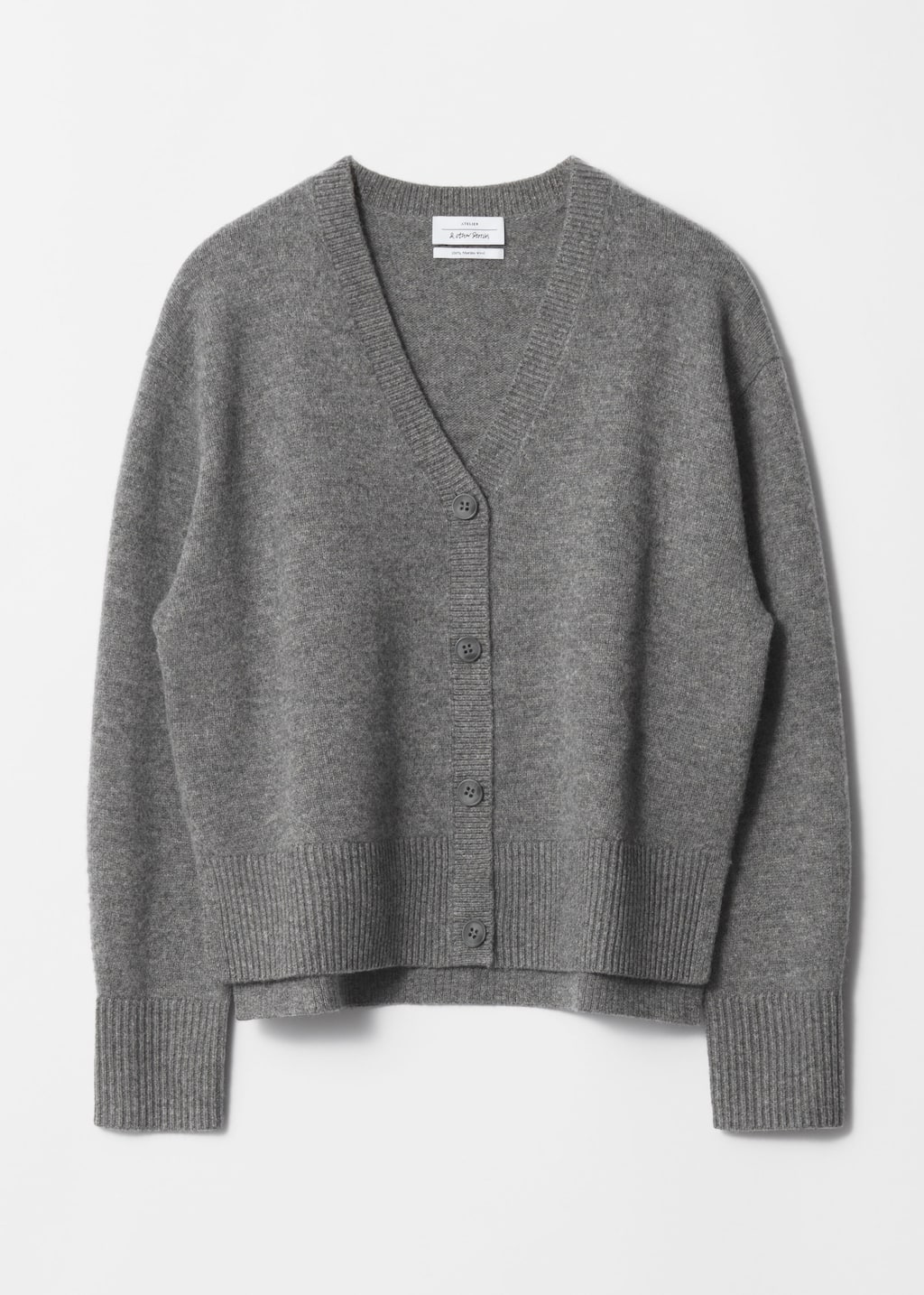 Oversized Merino Knit Cardigan - Grey - Still Life