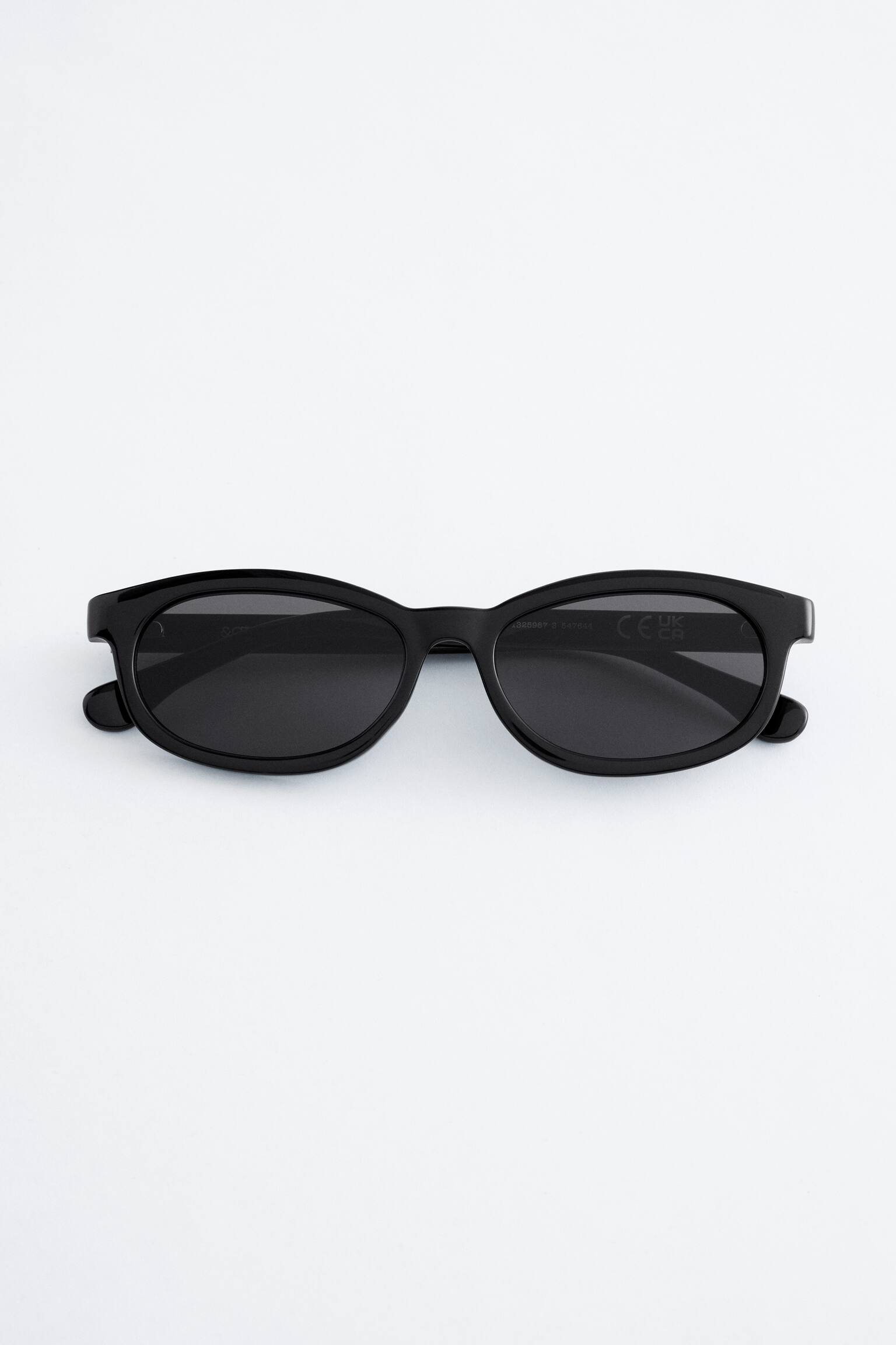 משקפי שמש מלבניים צרים - שחור/אבן/חום מנומר - 2