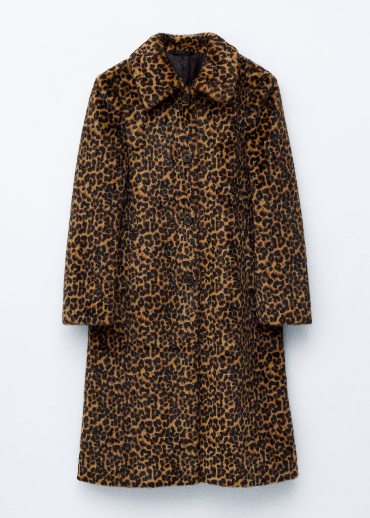 Leopardmönstrad kappa i fuskpäls - Leopardmönster