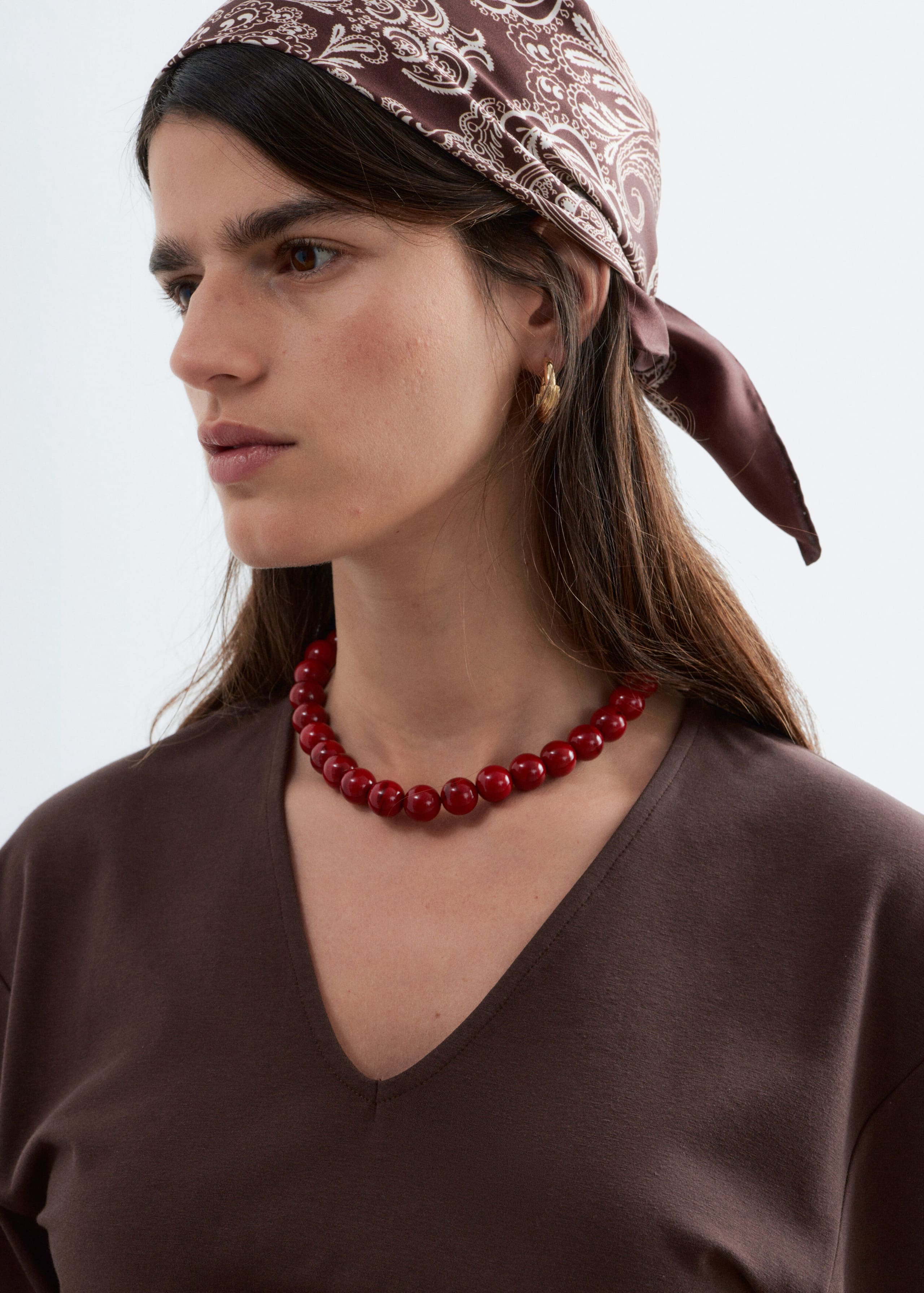 Image of T-shirt froncé à col en V