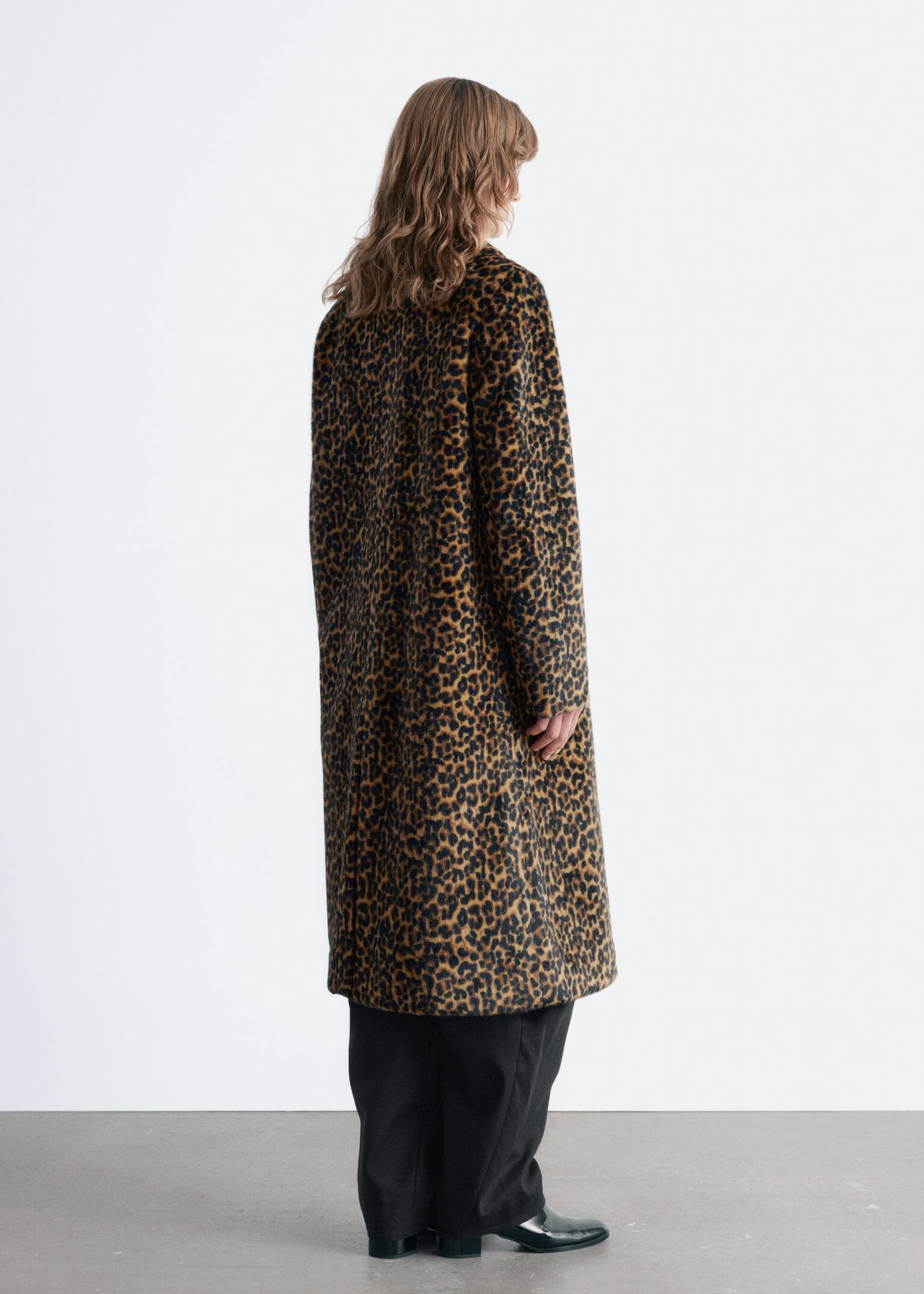 Faux Fur Leopard Coat - Leopard Print - 6