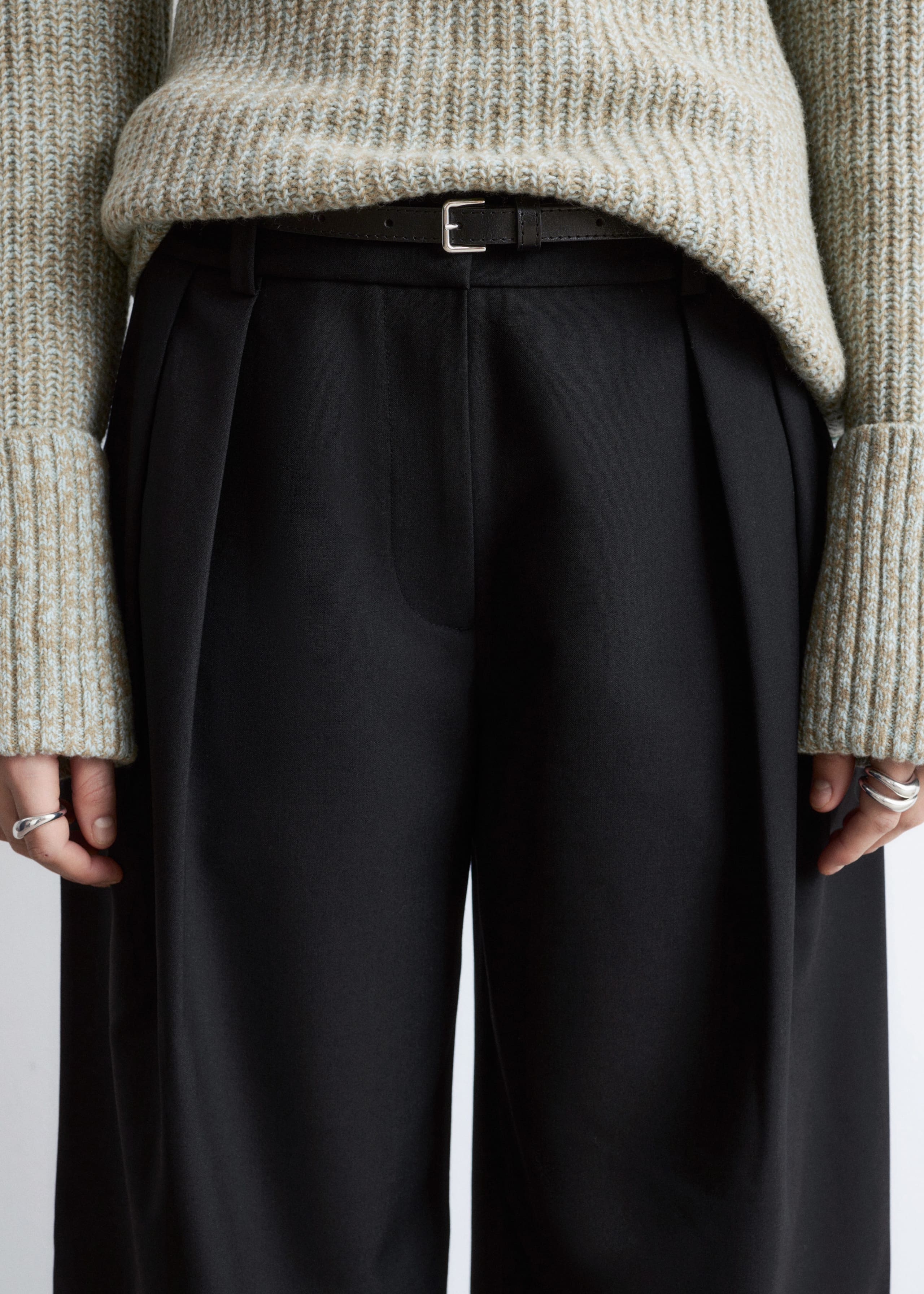 Image of Wool-Blend Tailored Trousers