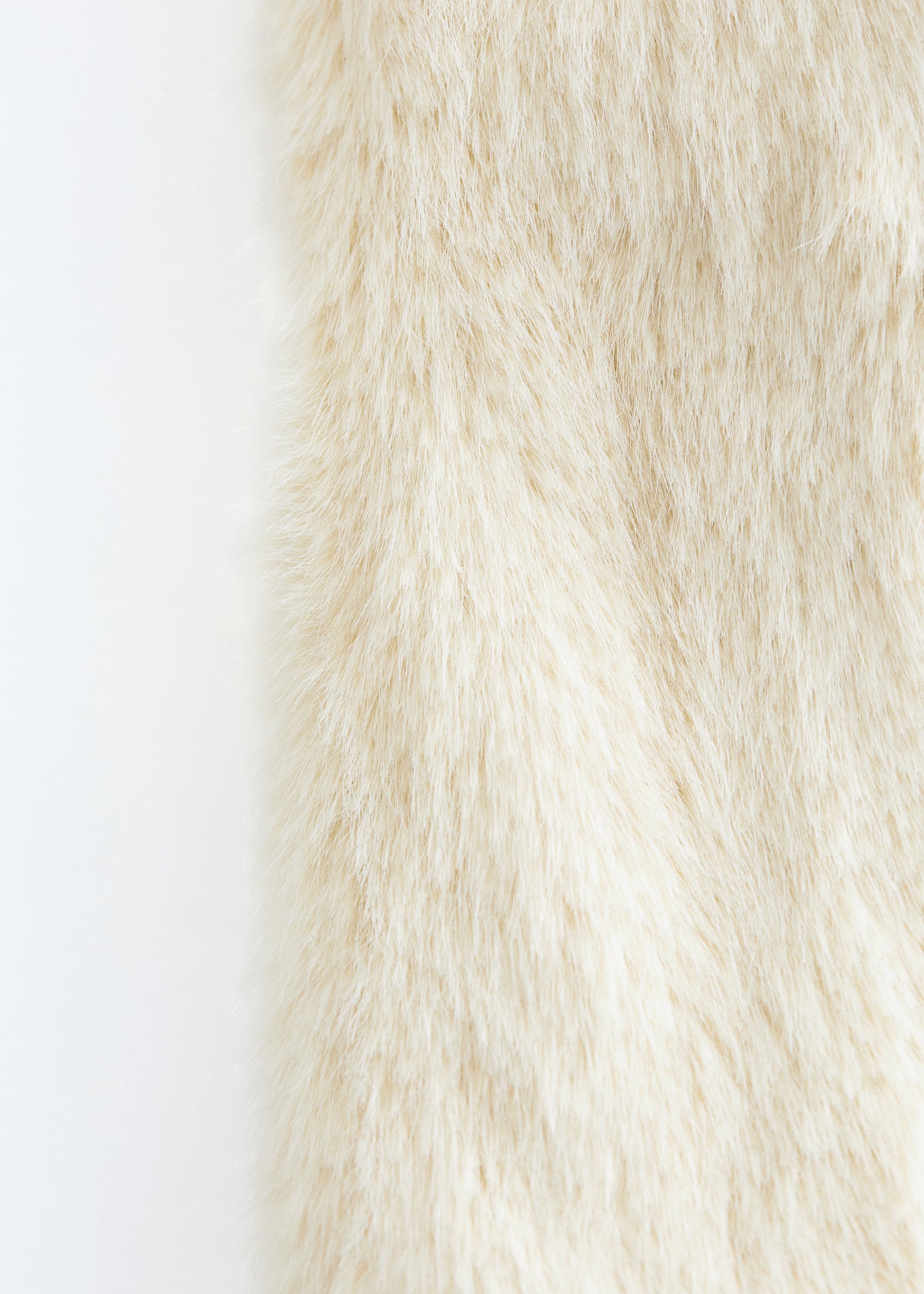 Faux Fur Mittens - Cream/Brown - 2