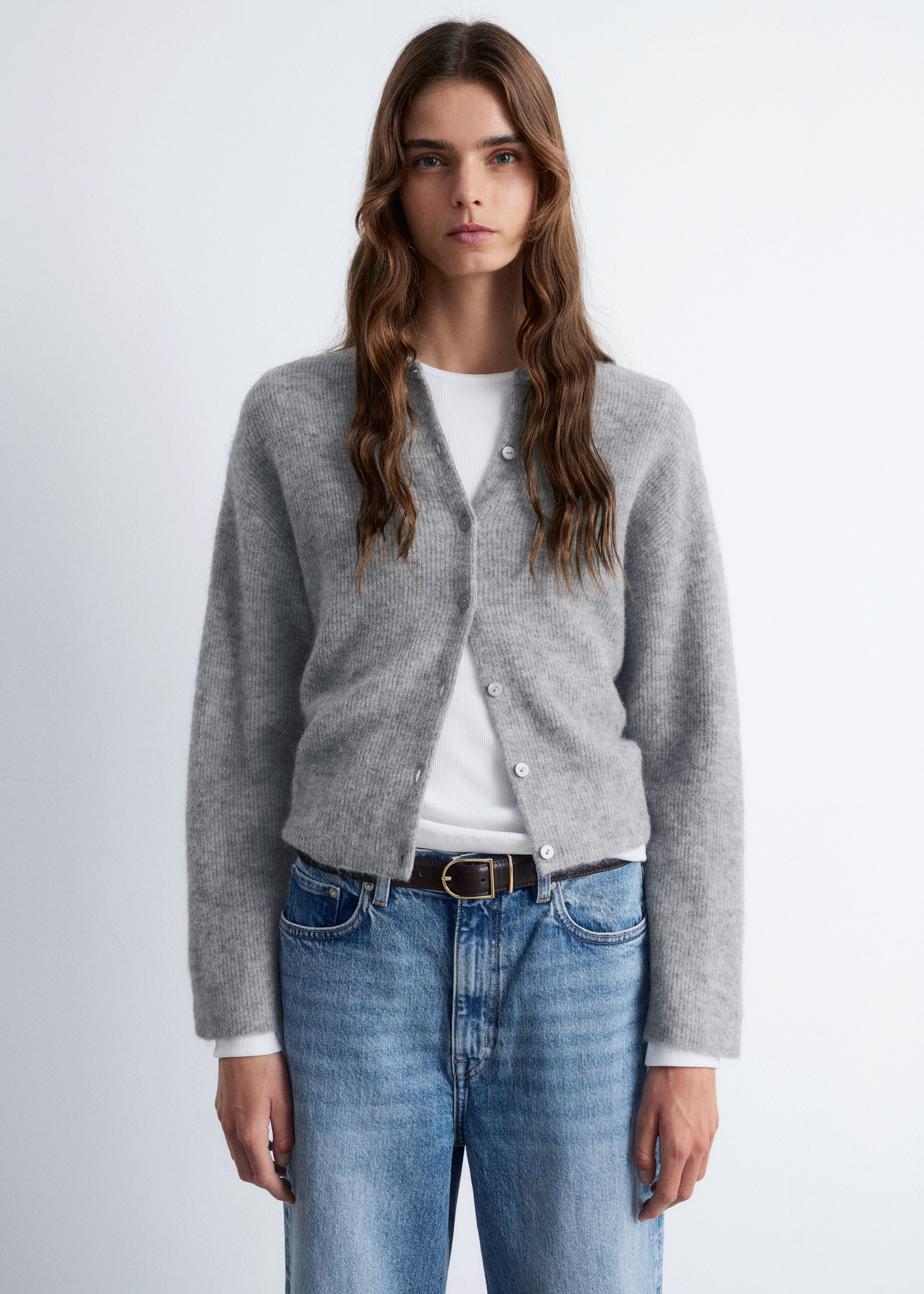 トップス ALPACA KNIT SHIRT CARDIGAN M Alpaca-Blend Knitted Cardigan - Grey - & Other Stories US