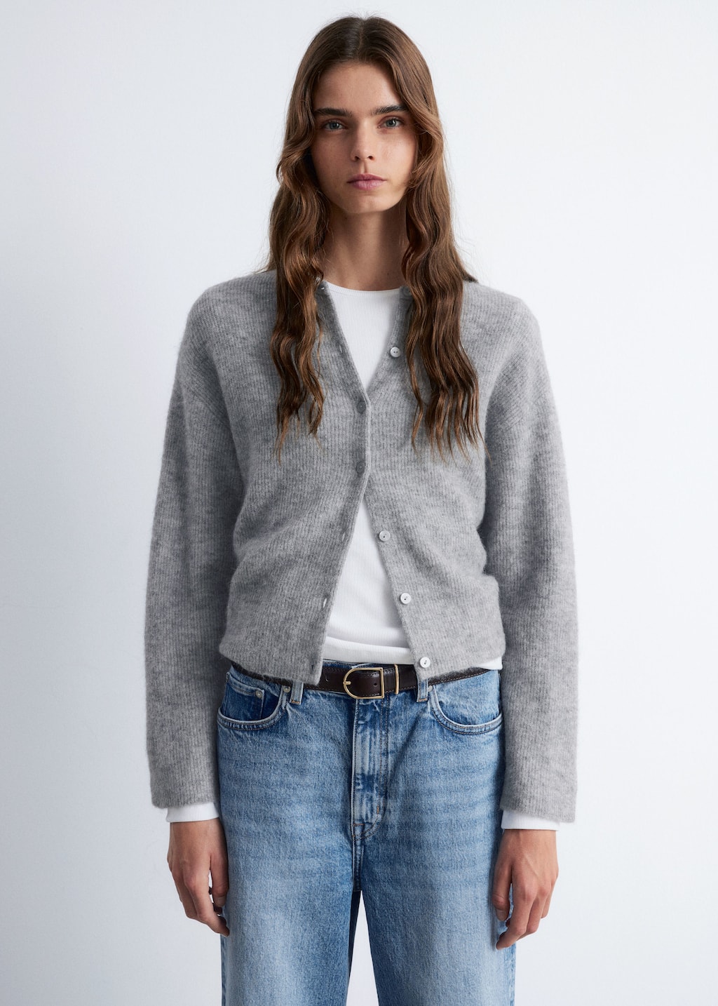 Image of Alpaca-Blend Knitted Cardigan