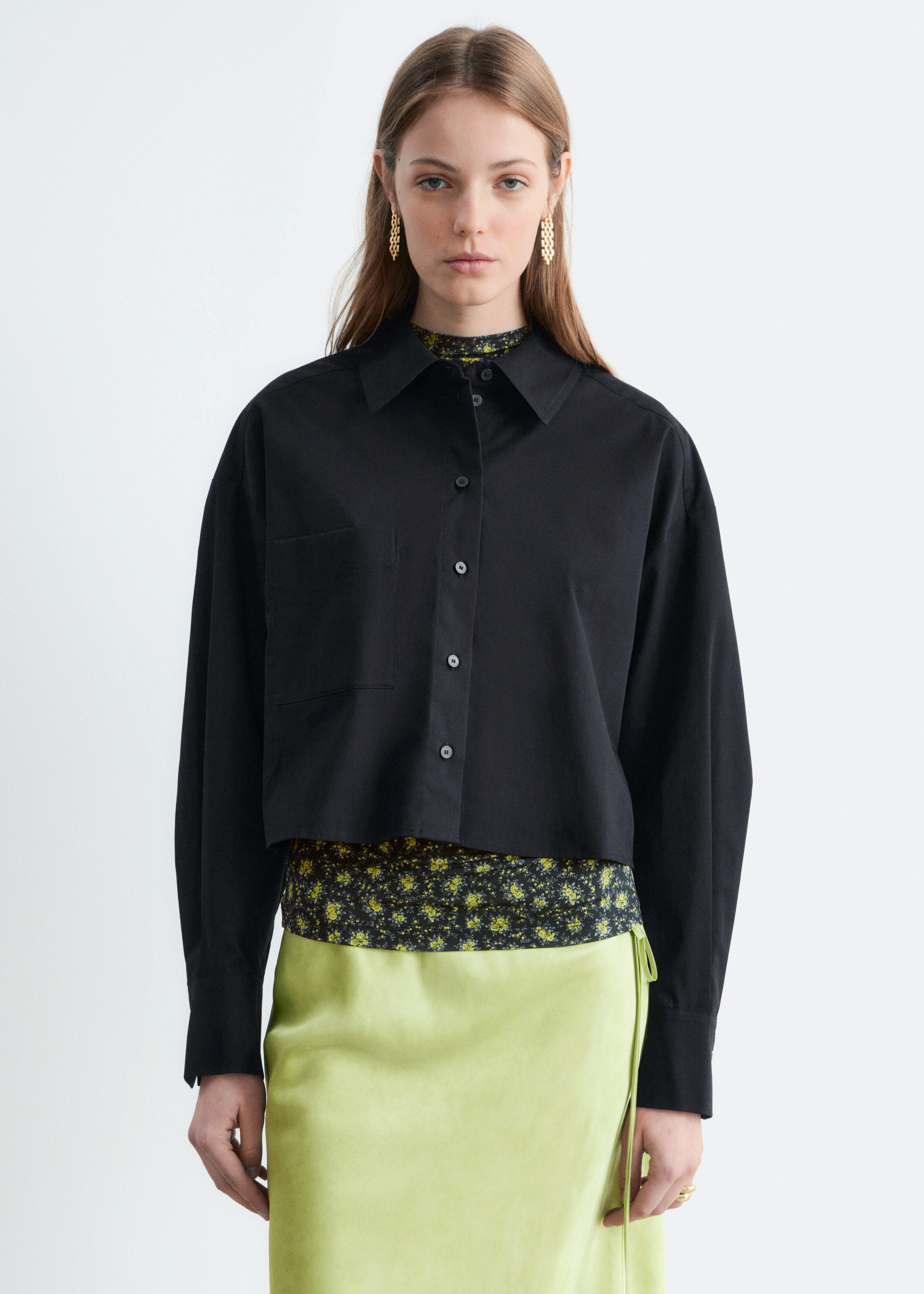 Cropped Oversized Cotton Shirt