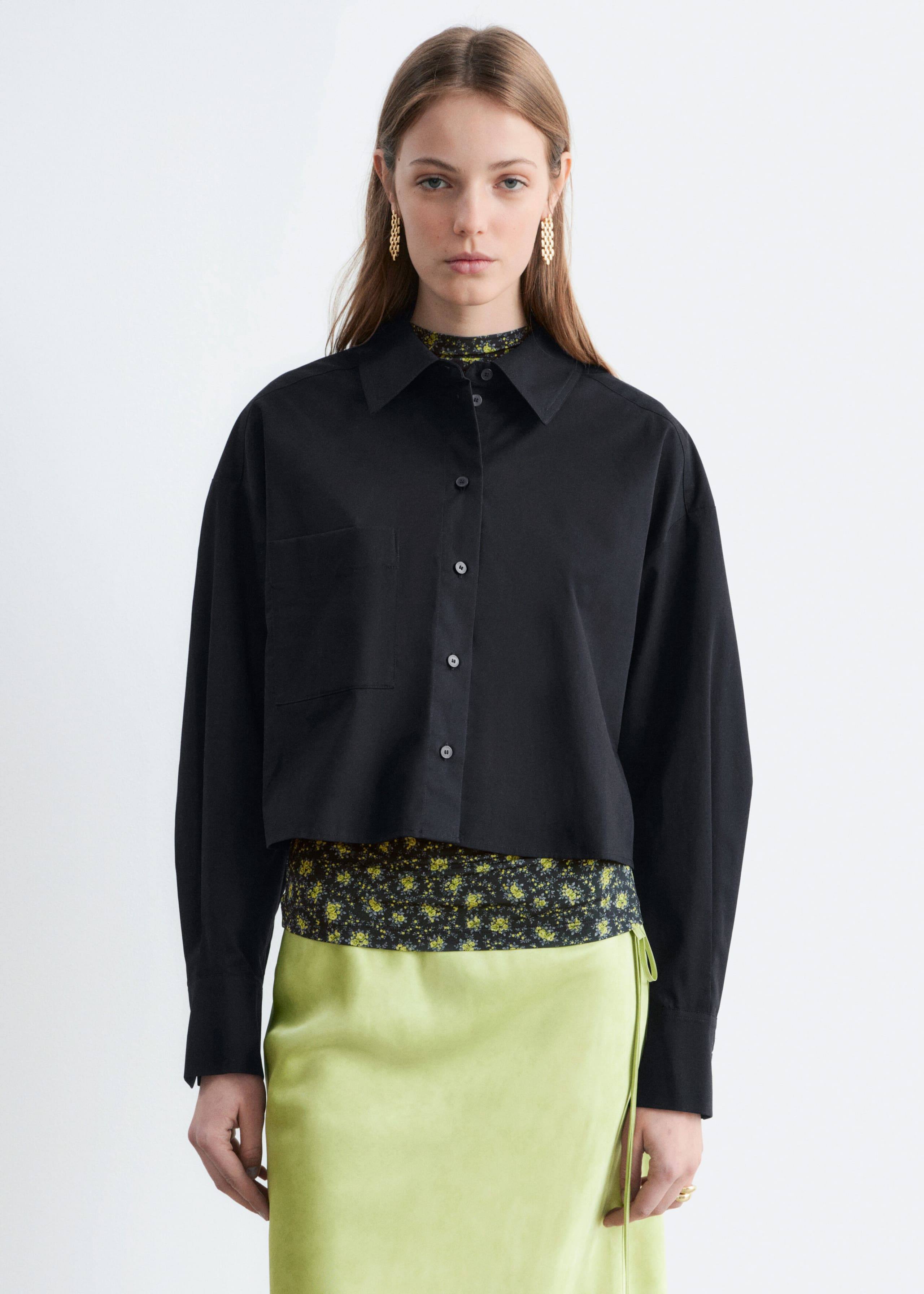 Image of Kurze Oversized-Bluse aus Baumwolle