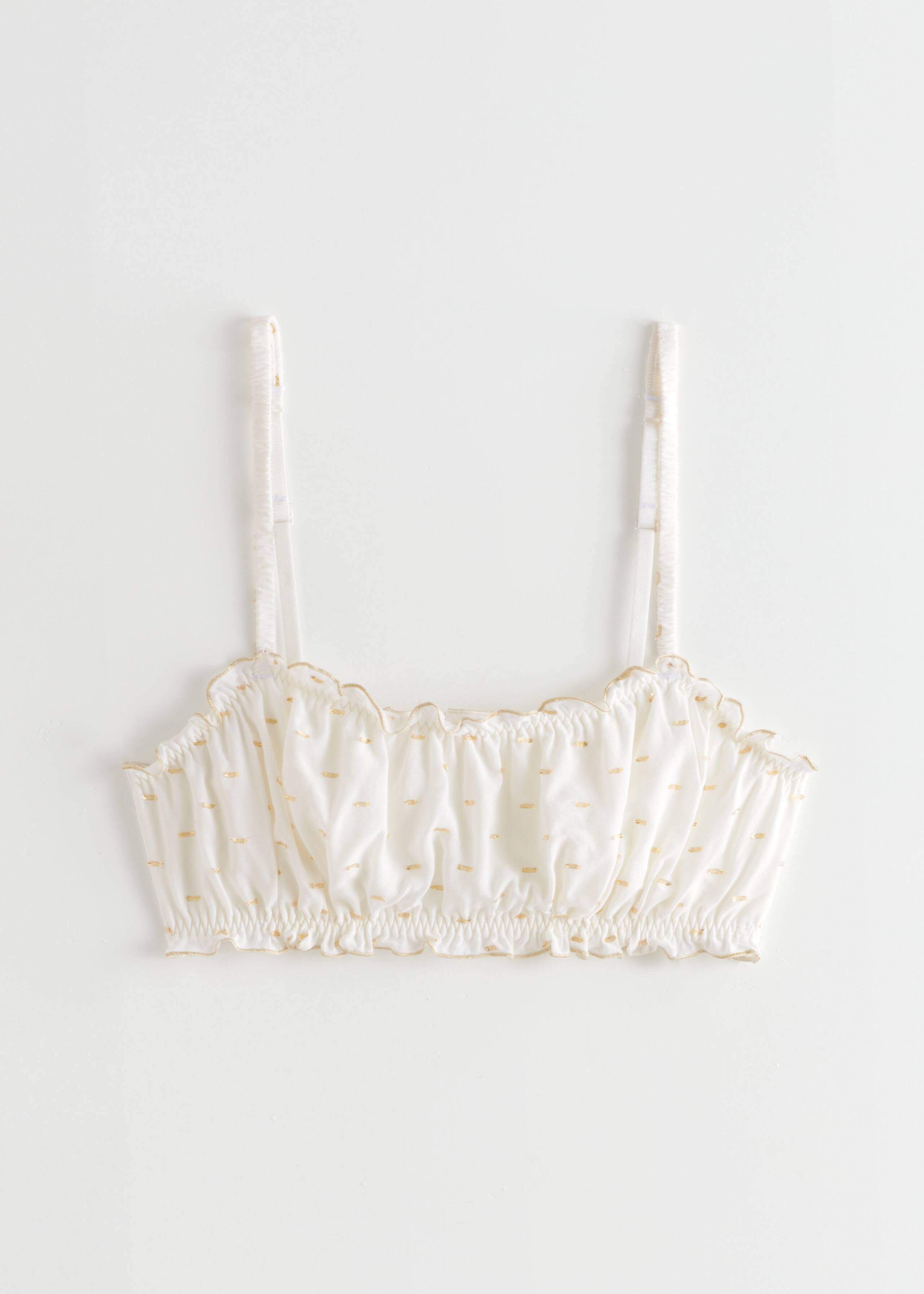 Ruffled Glitter Pattern Soft Bra - White Glitter - Still Life
