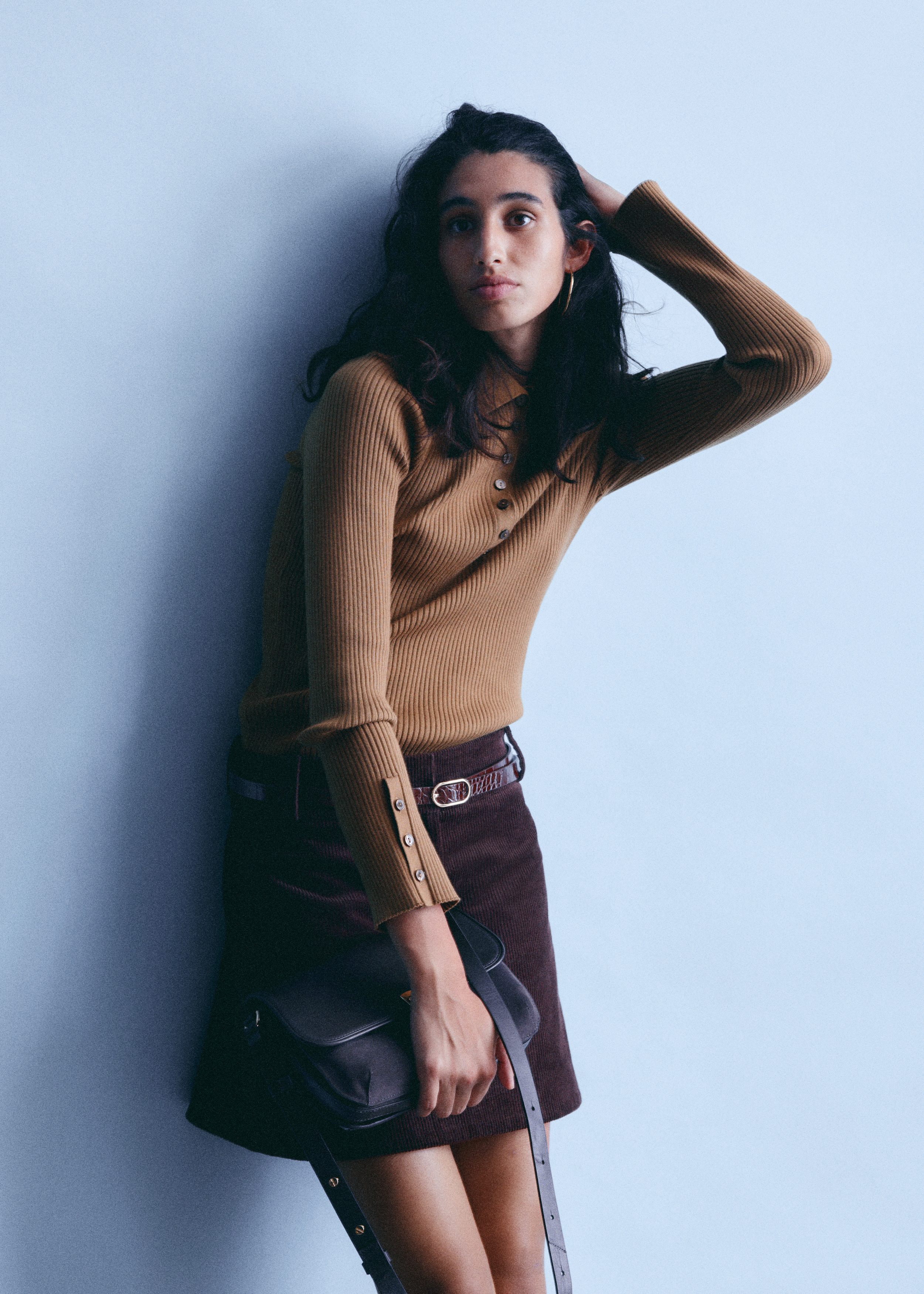 Rib-Knit Polo Shirt - Caramel Brown - & Other Stories US