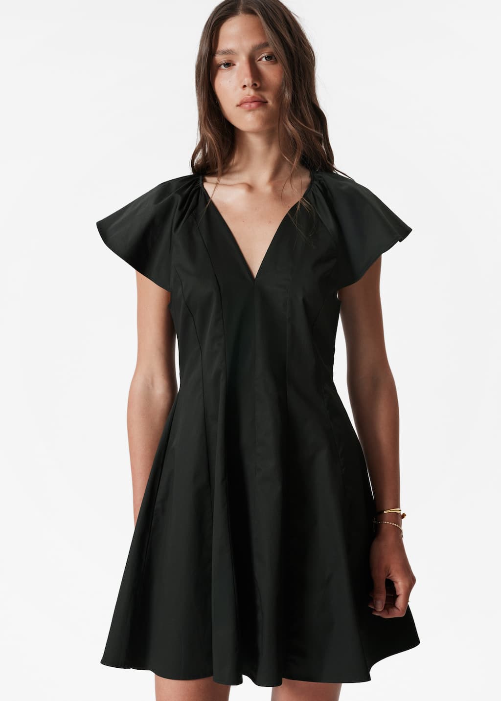Ausgestelltes Minikleid - Schwarz - Lookbook