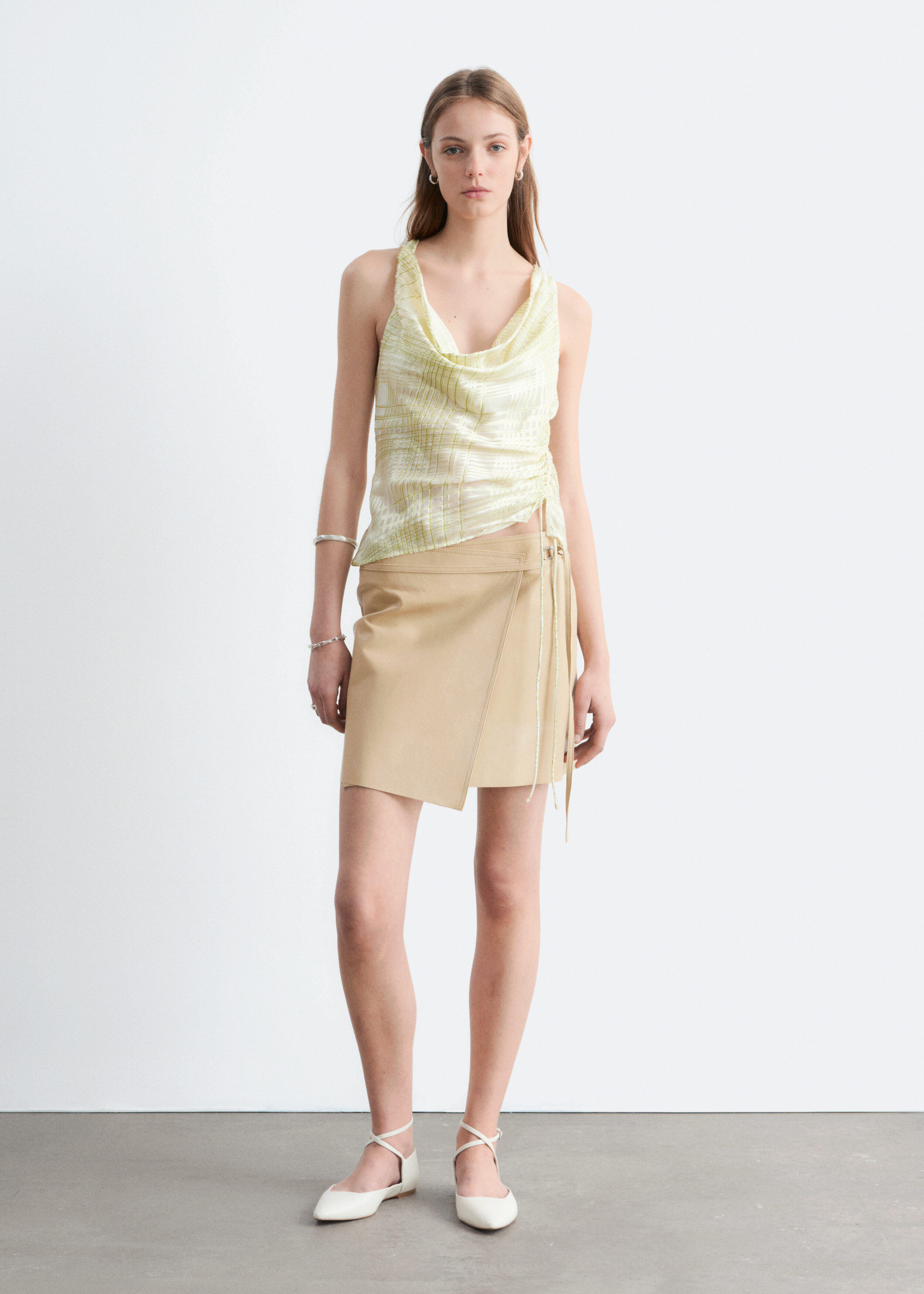 Leather Wrap Mini Skirt