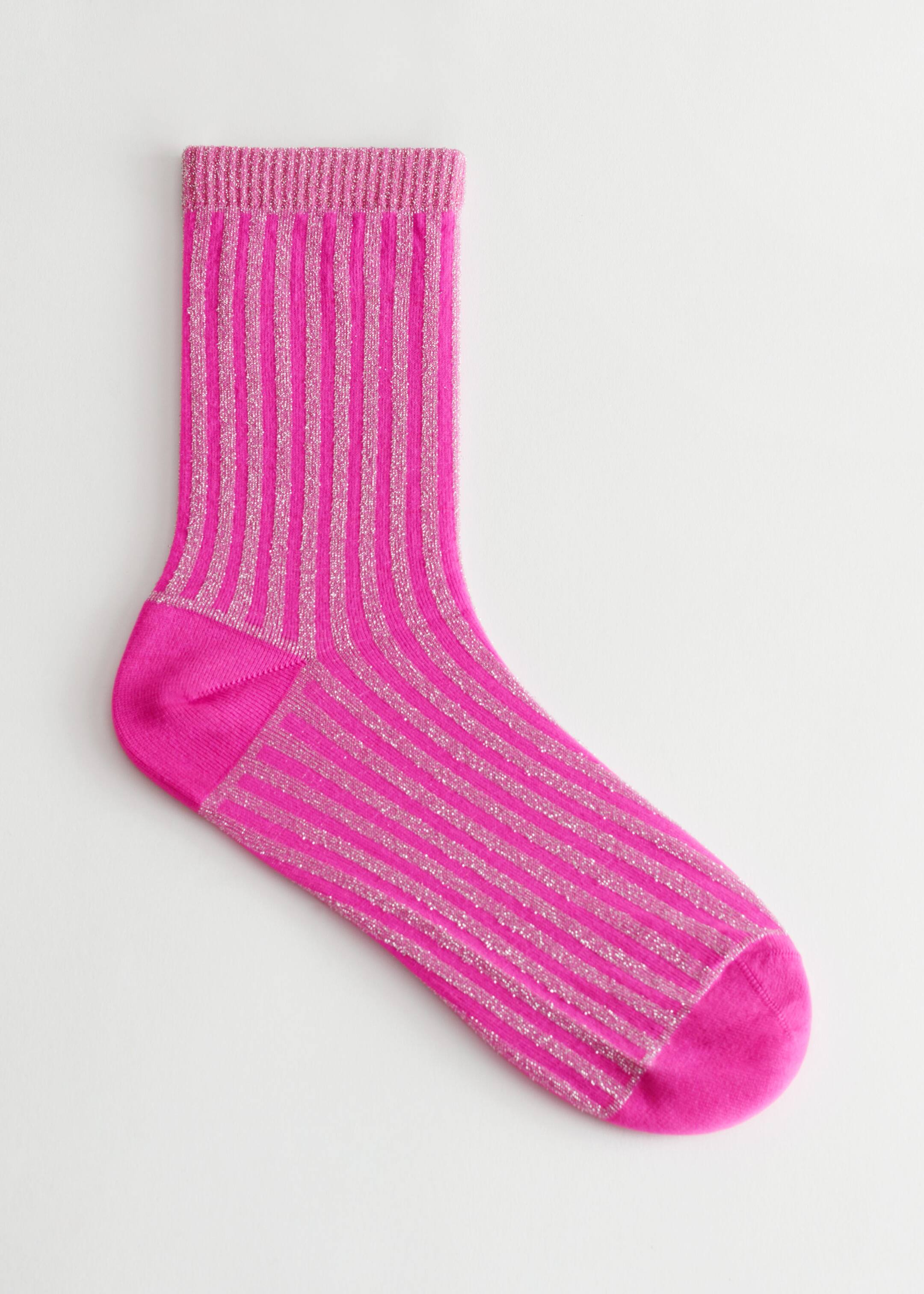 Größeres Bild anzeigen: Gerippte Glitzersocken - Rosa/Glitzer - Ladies | H&M AT 1