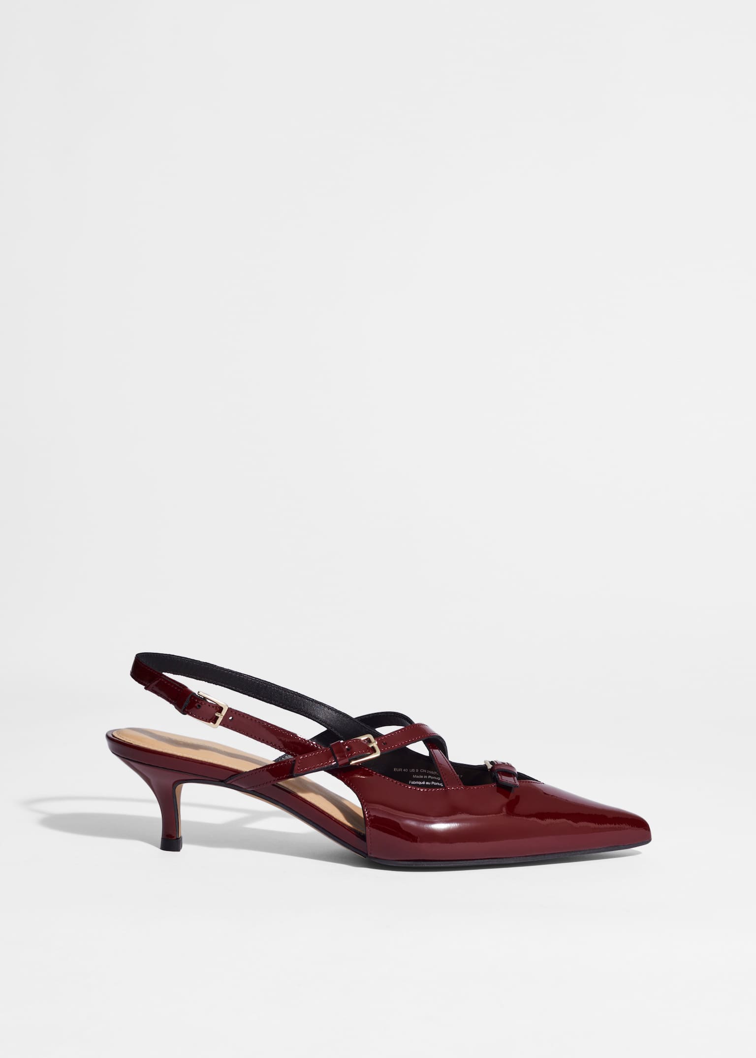 Verzierte Slingback-Pumps - Weinrot