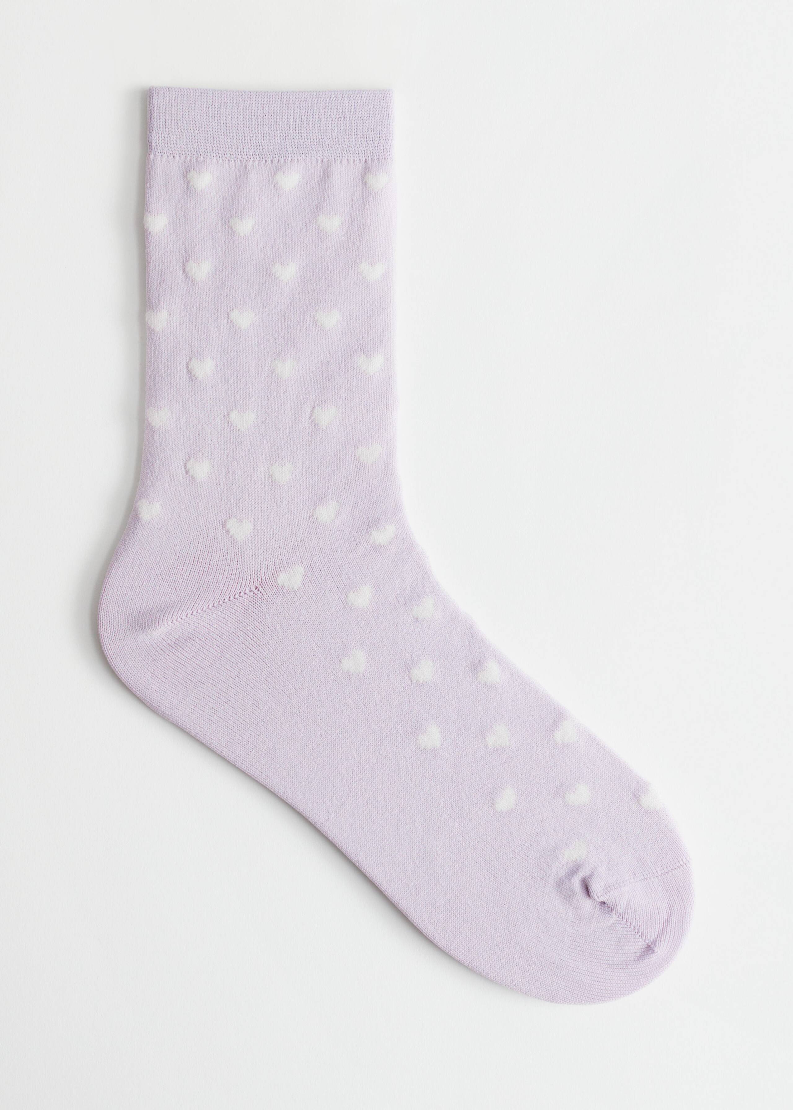 Heart Motif Socks - Lilac/Hearts - Natura morta