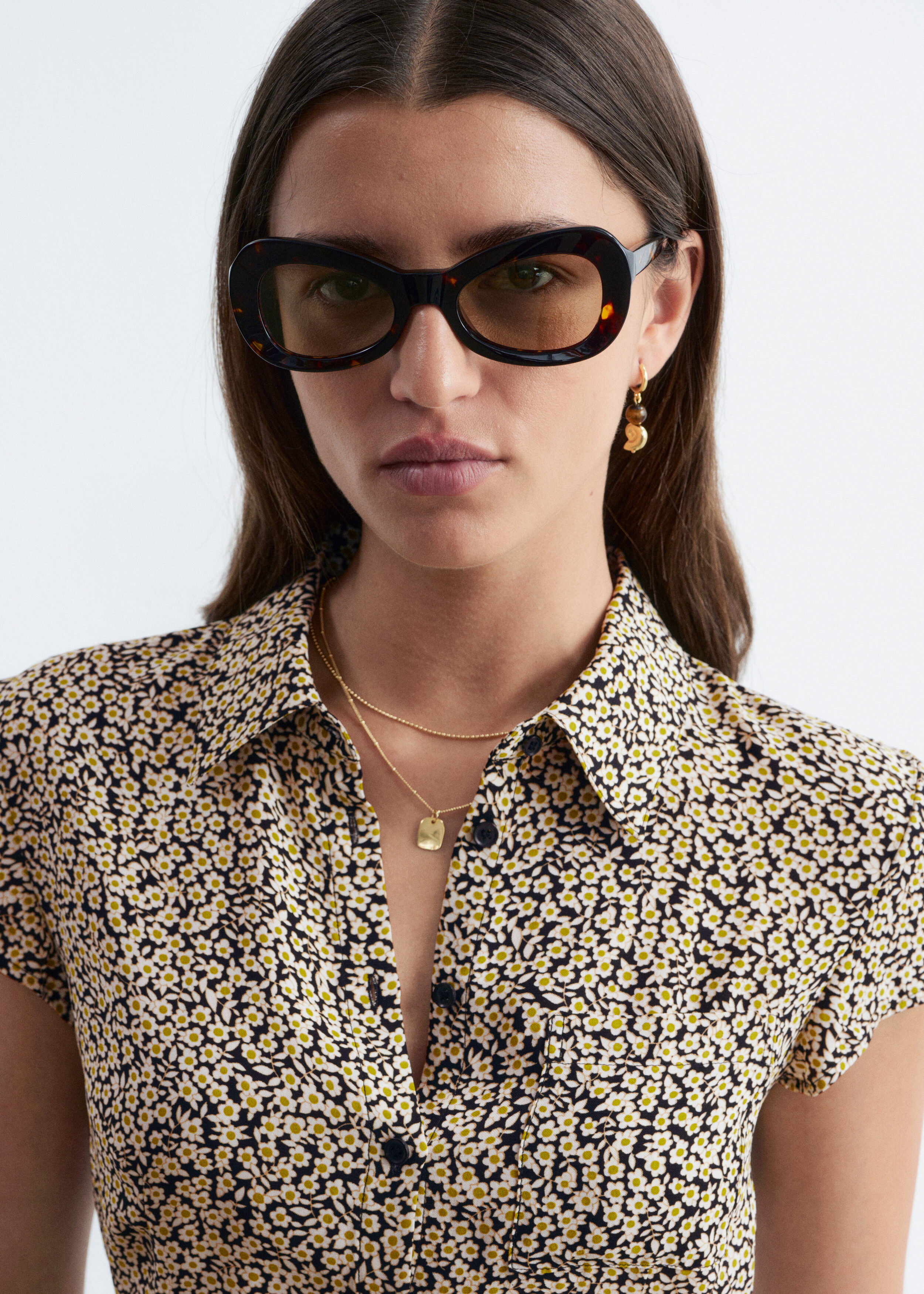 Floral Tie-Back Shirt - Black/Yellow Florals - Shirts | & Other