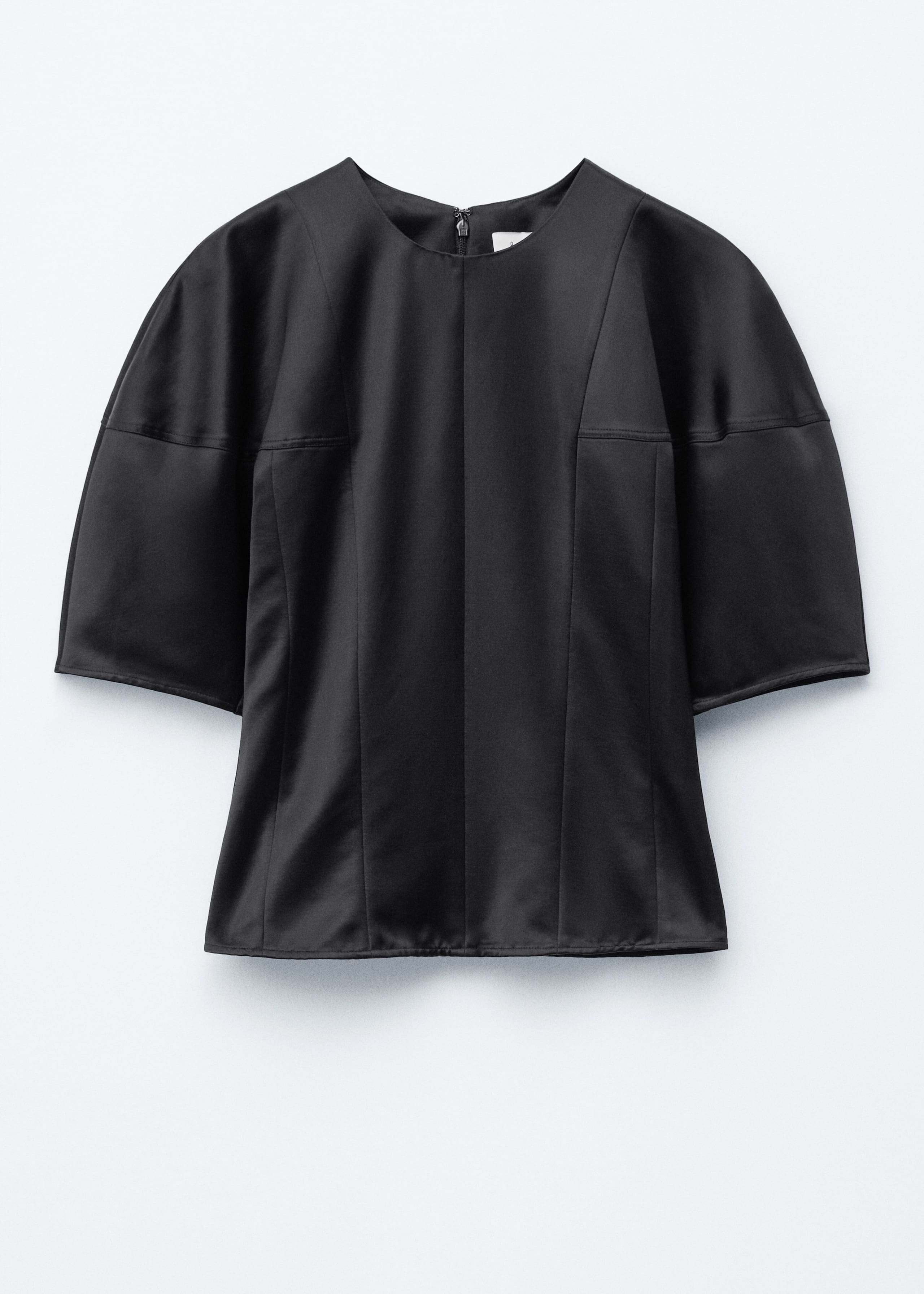 Image of Satin Puff-Sleeve Top