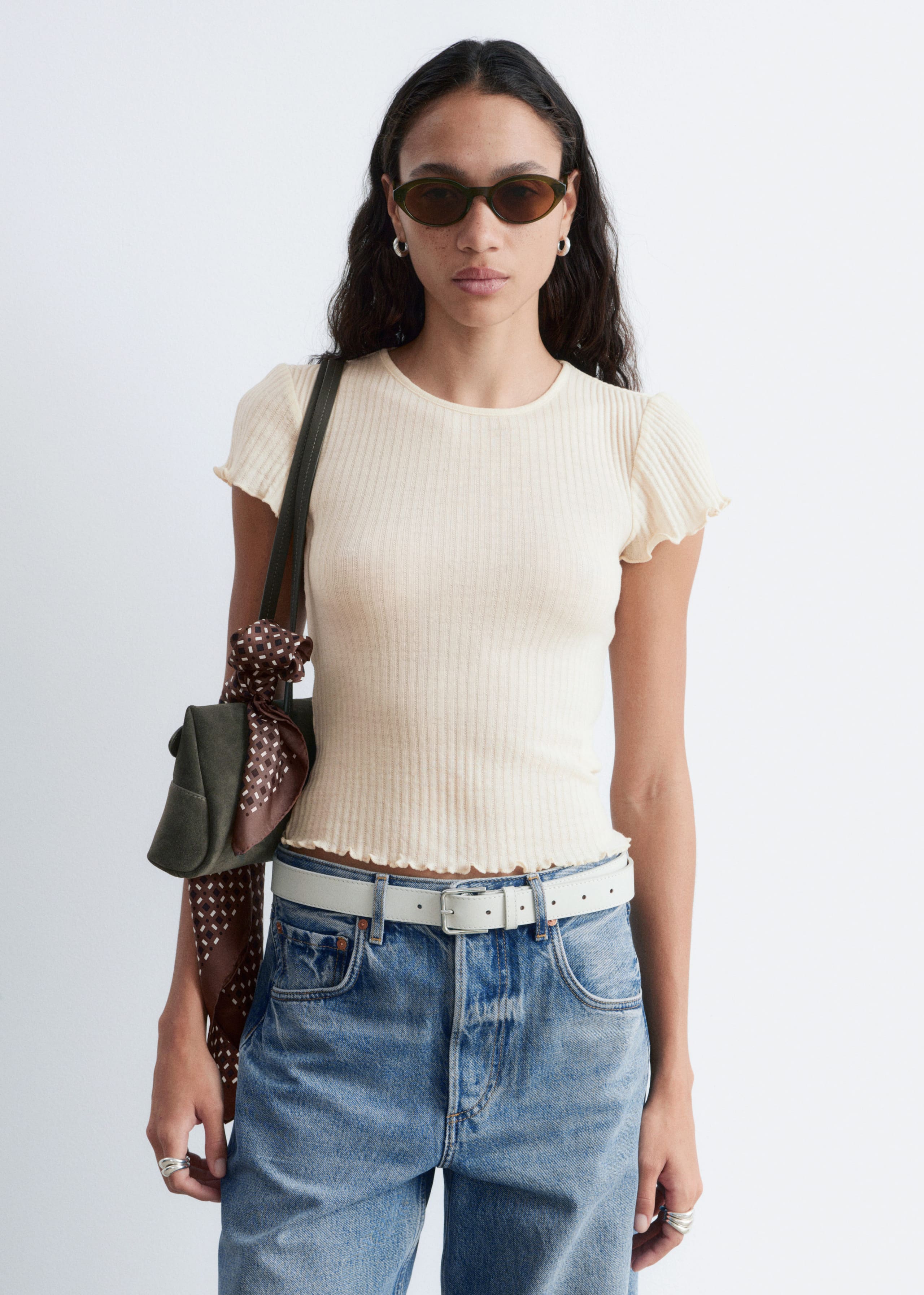 Image of Ribbed Wool T-Shirt